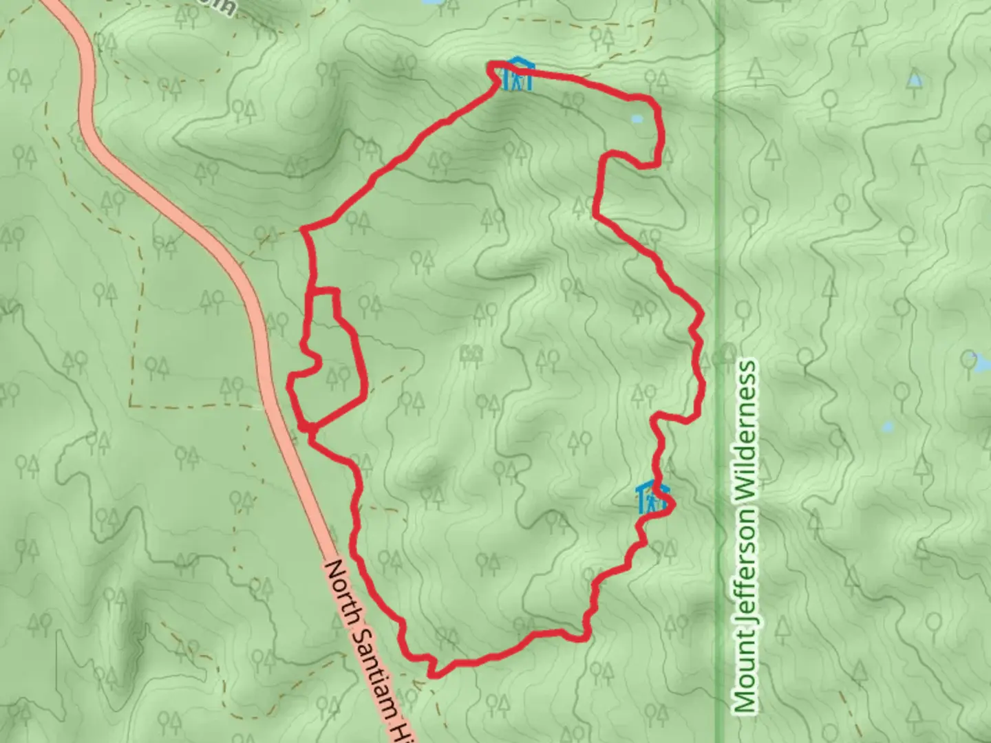 An image depicting the trail Maxwell Loop and Mountain View Loop and its surrounding area.