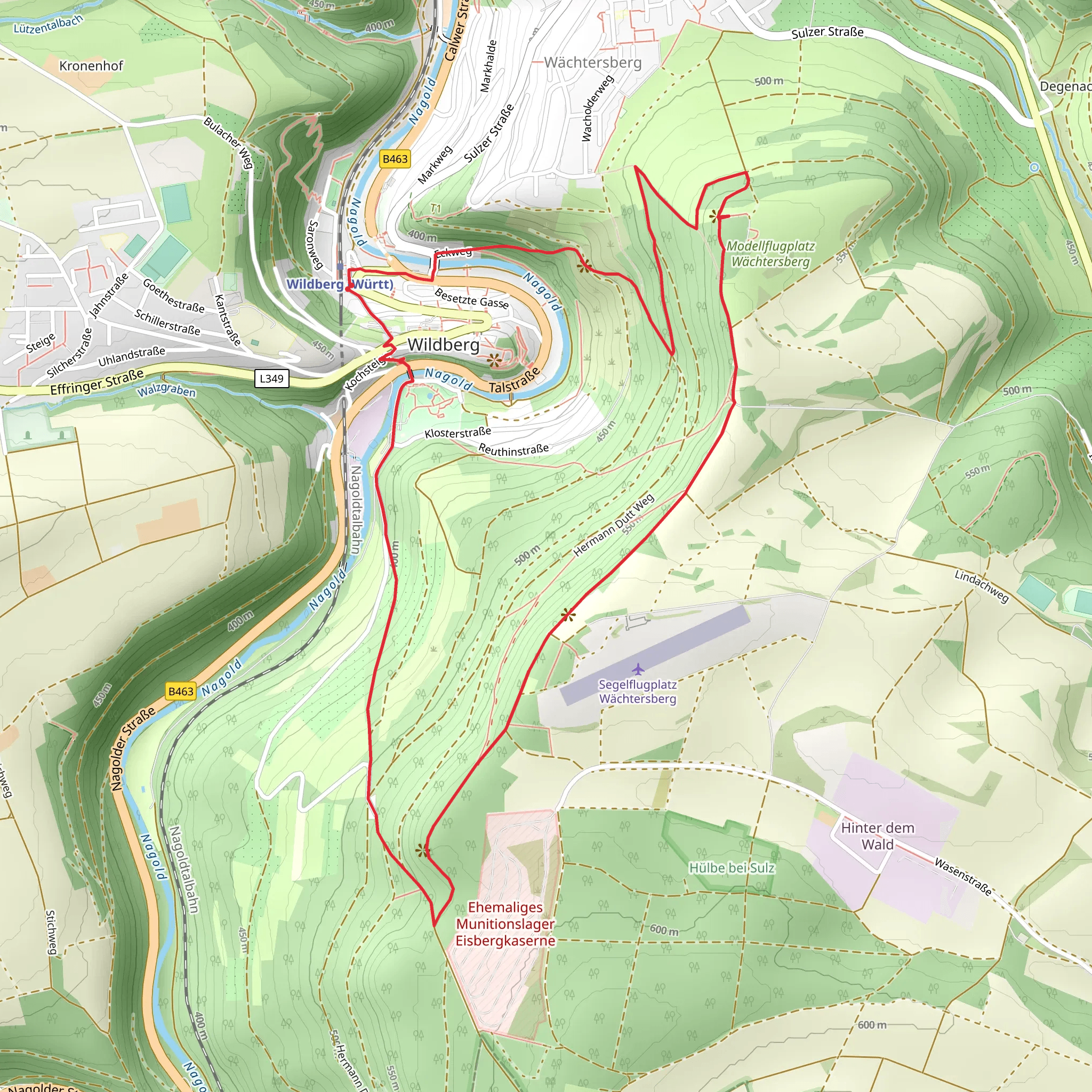 Molde-Wildberg Bahnhof and Wildberg Klosterbruecke-Katzendarm mobile static map