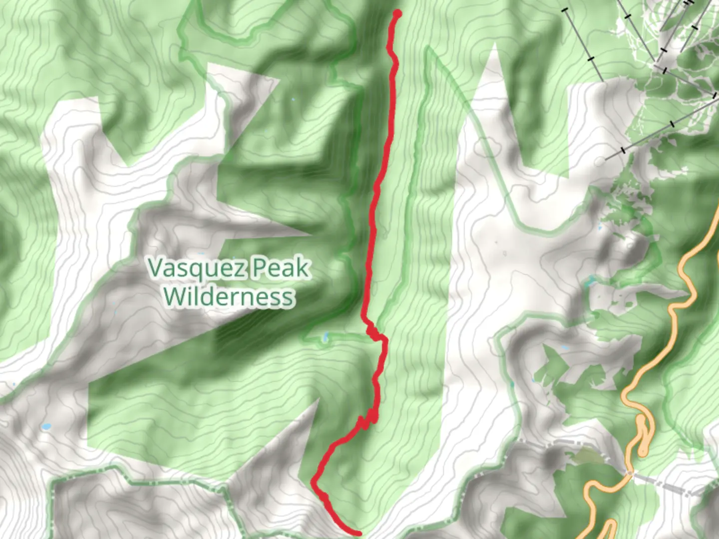An image depicting the trail Vasquez Pass from Tunnel Hill and its surrounding area.