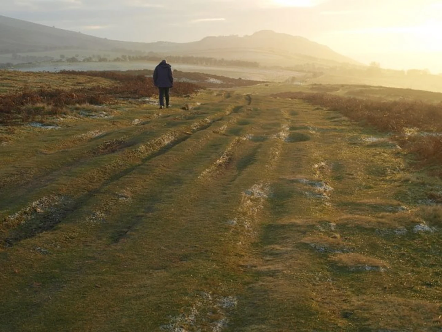 An image depicting the trail Mitchell's Fold Stone Circle and its surrounding area.