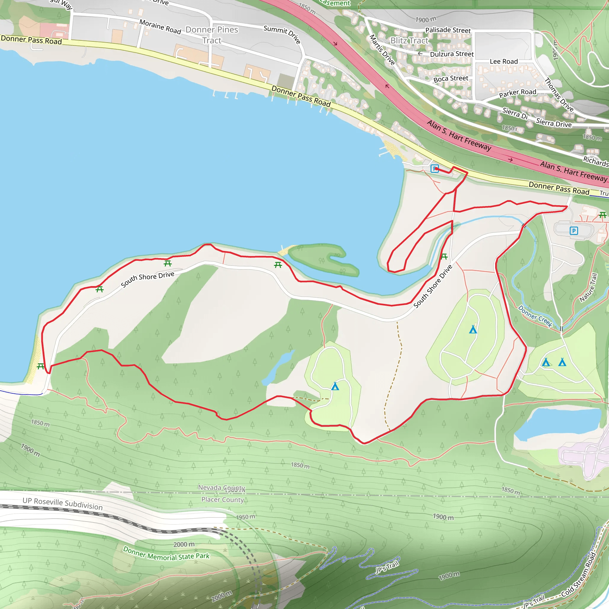 Donner Memorial State Park Loop mobile static map