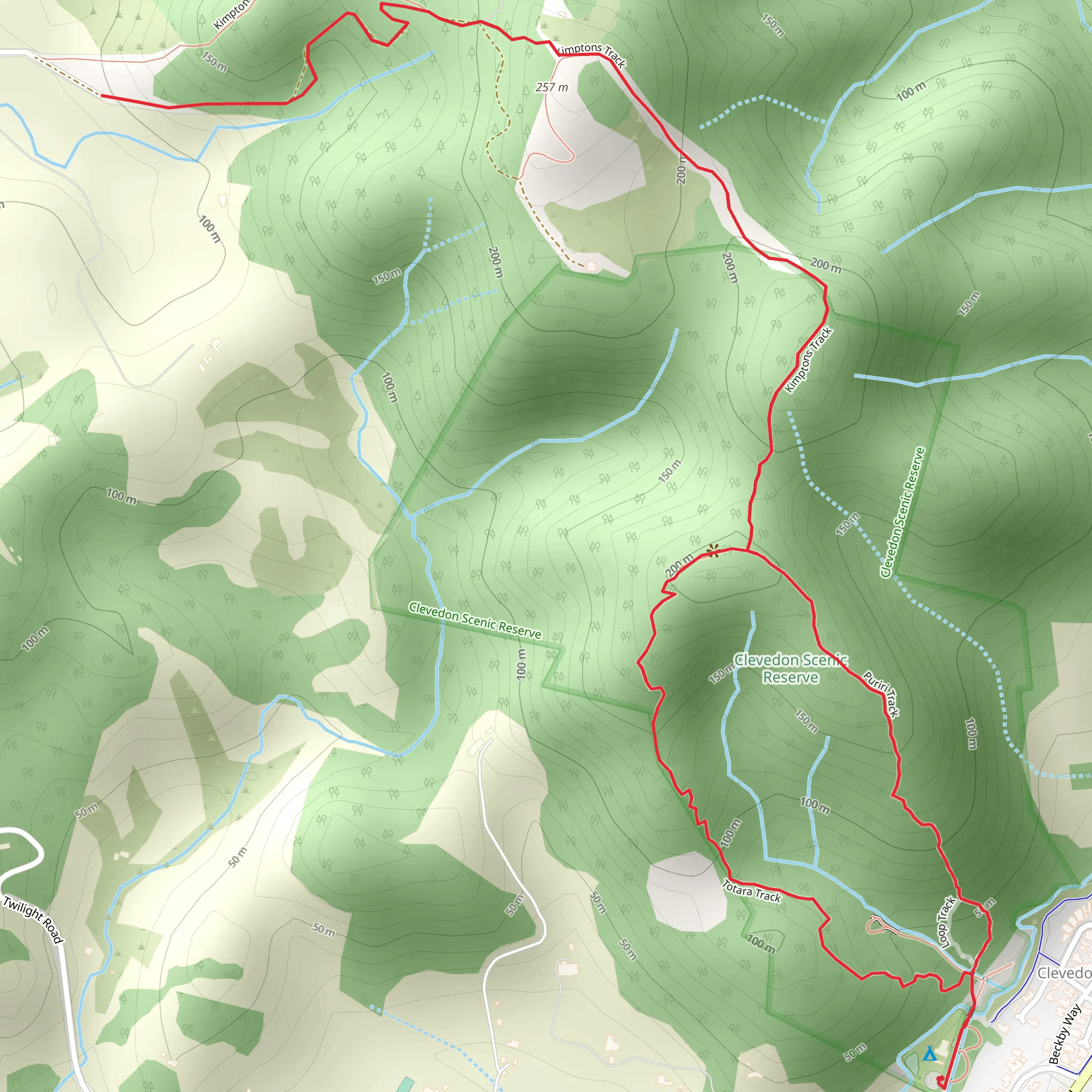 Clevedon Reserve and Kimtons Road Track mobile static map