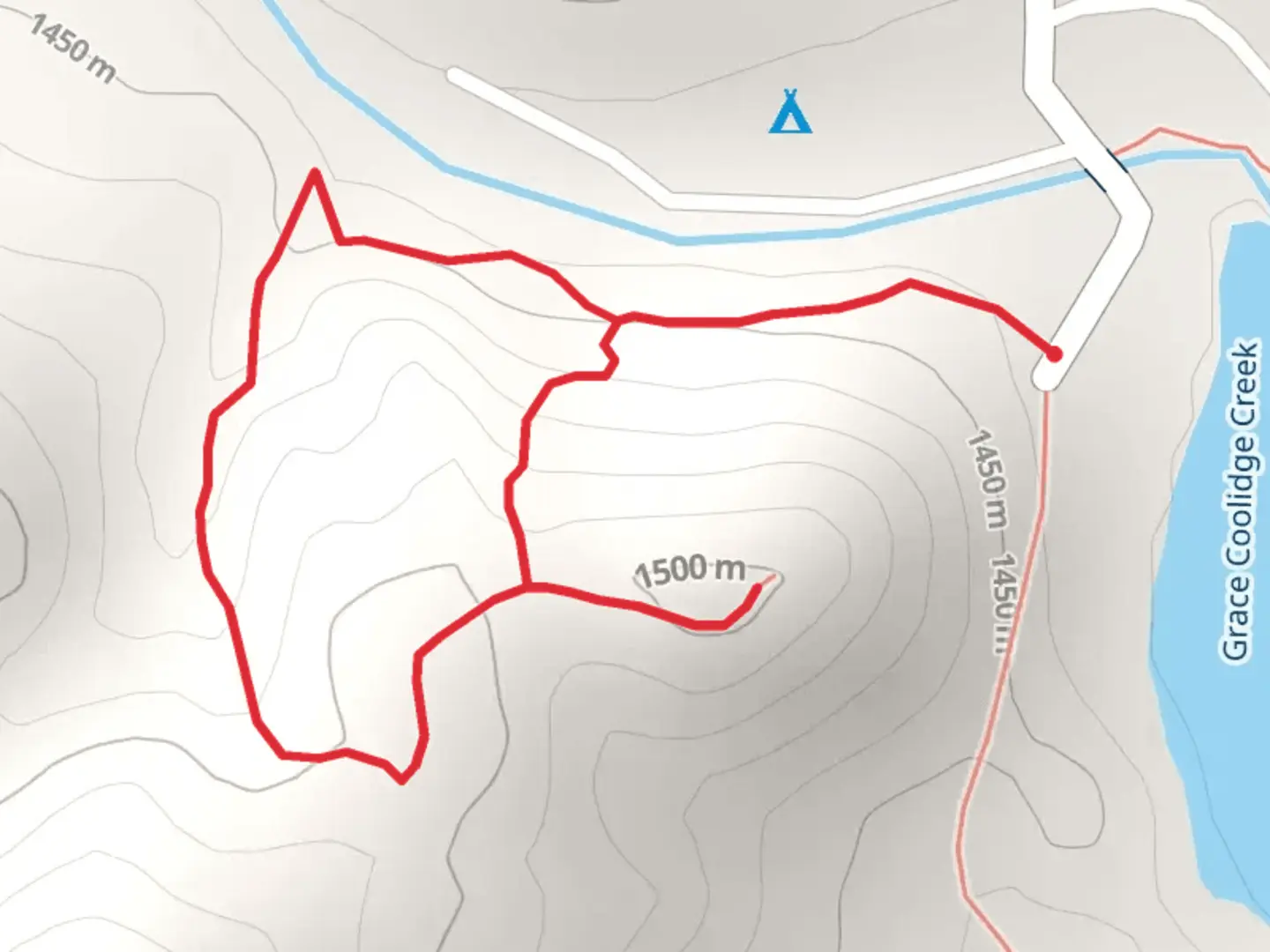 An image depicting the trail Center Lake Road Loop and its surrounding area.