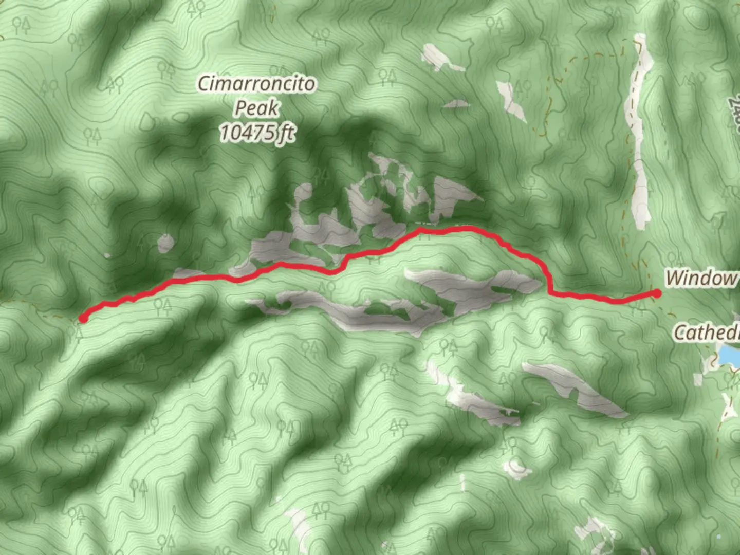 An image depicting the trail North Fork to Cyphers' Mine Camp and its surrounding area.