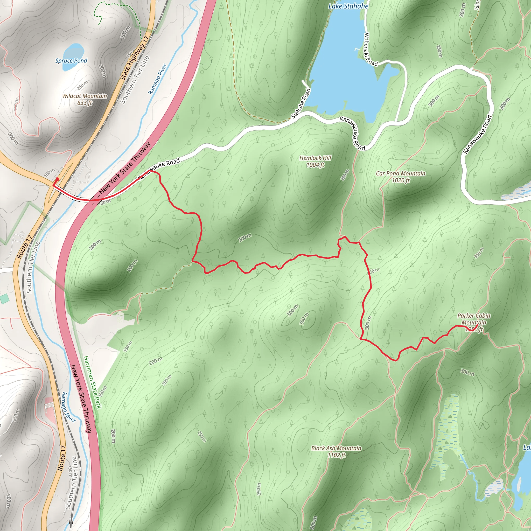 Parker Cabin Mountain via Parker Cabin Hollow Trail mobile static map