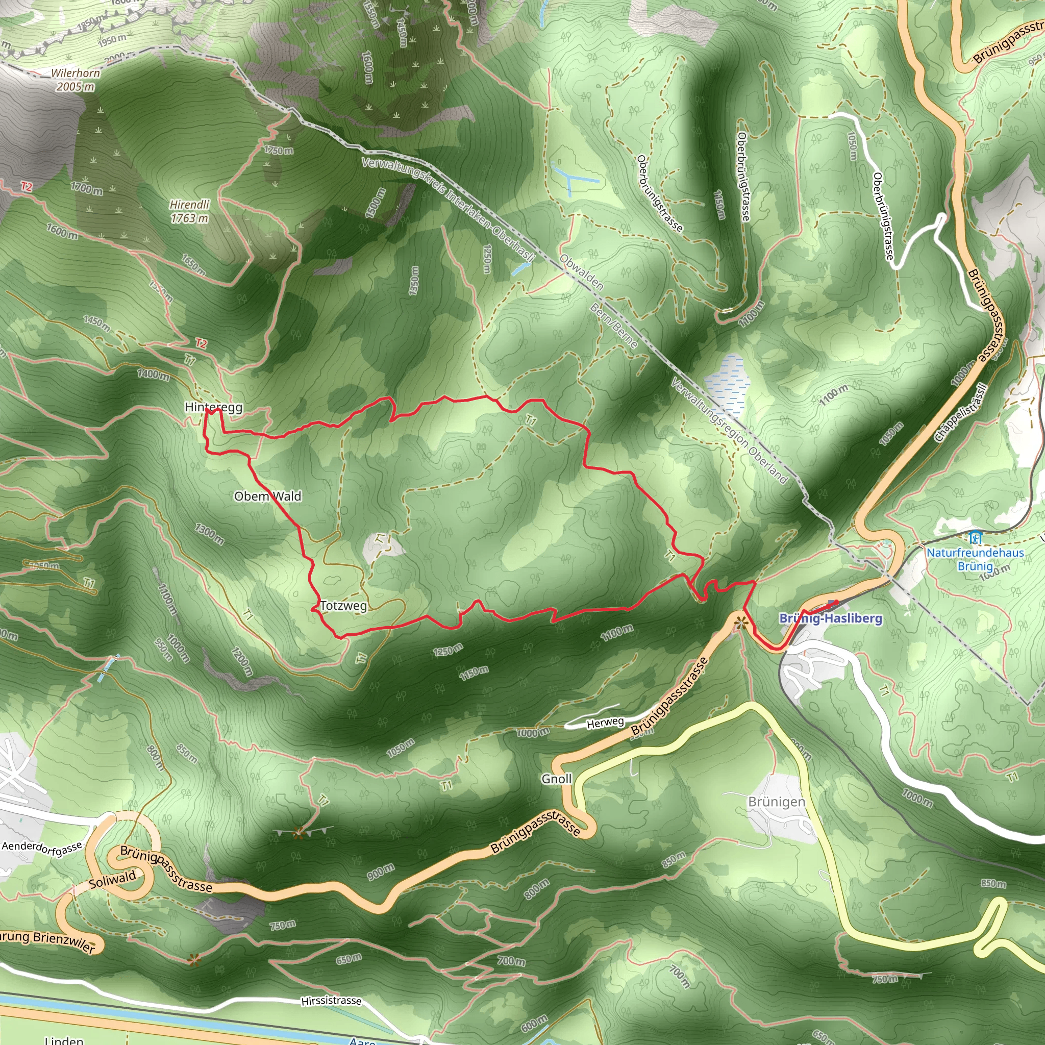 Wiler Vorsass to Oberland Fjord mobile static map