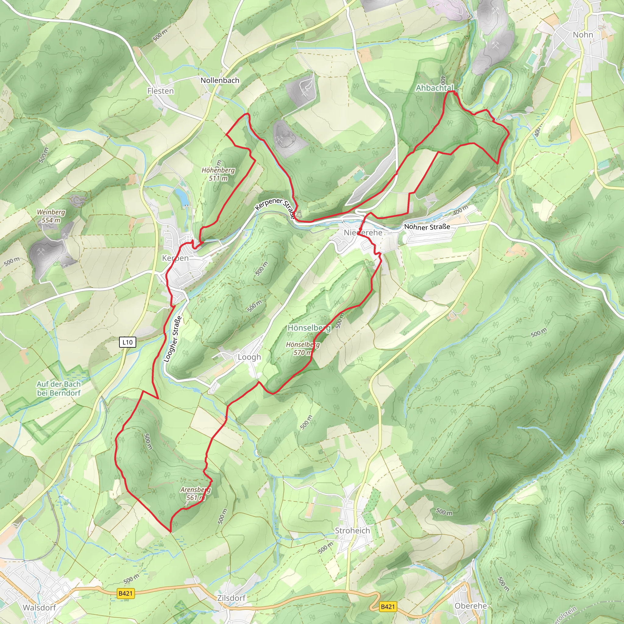 Kerpen Loop via Ruine Dreimuhlen mobile static map