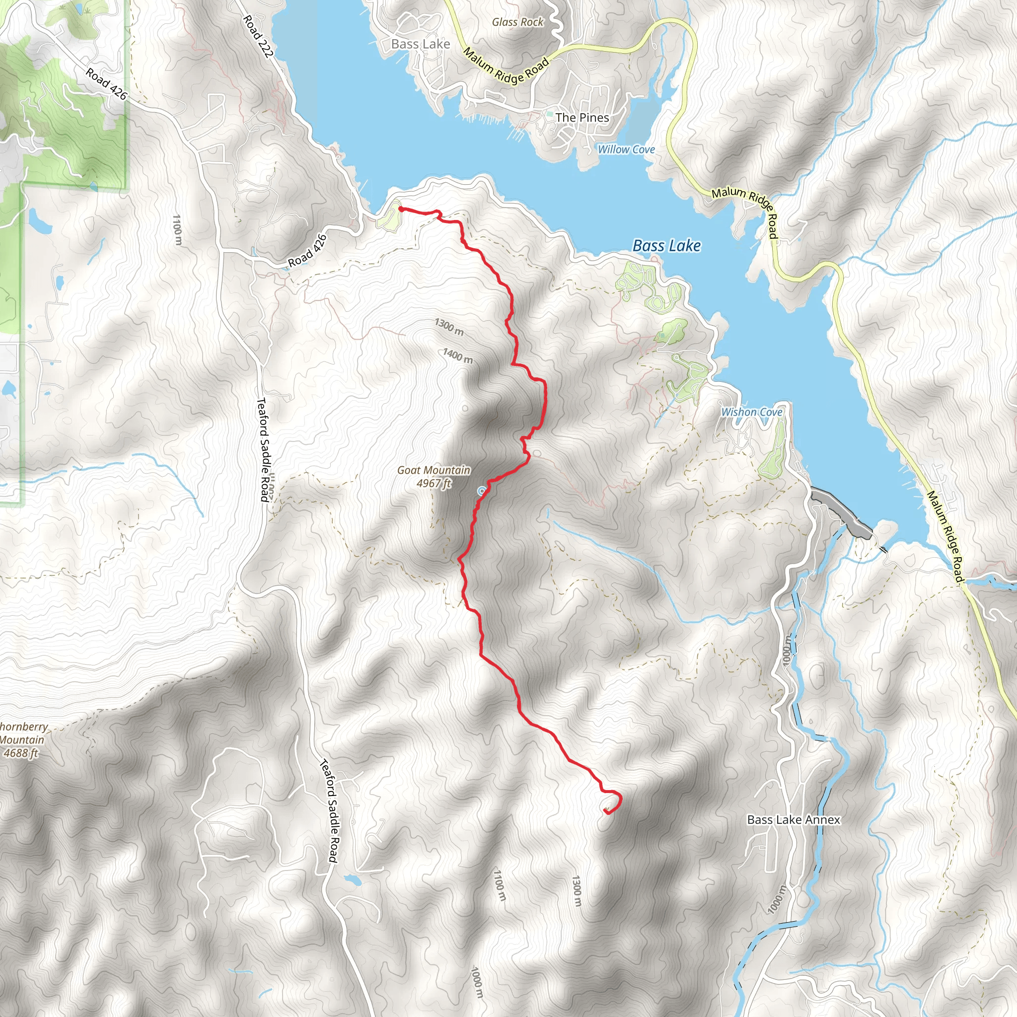 Goat Mountain Lookout via Goat Mountain Trail mobile static map