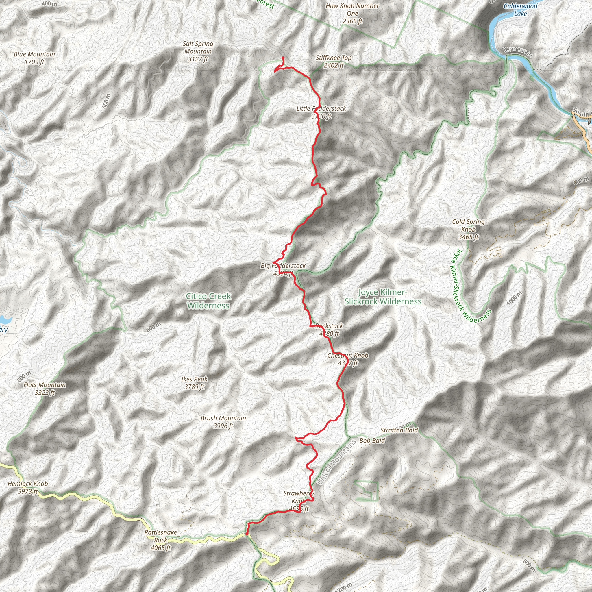 Fodderstack Mountain Trail mobile static map