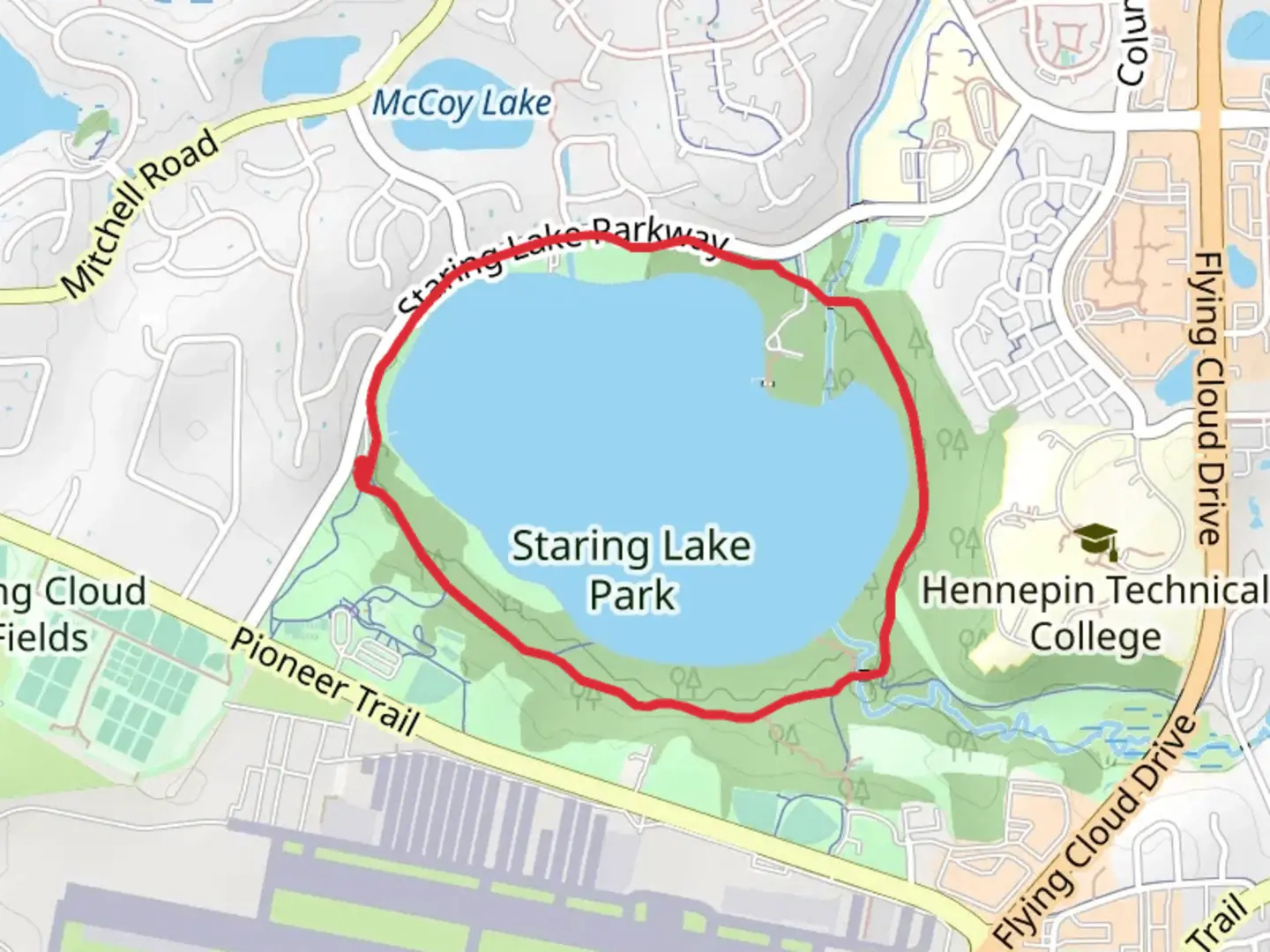 An image depicting the trail Staring Lake Loop and its surrounding area.