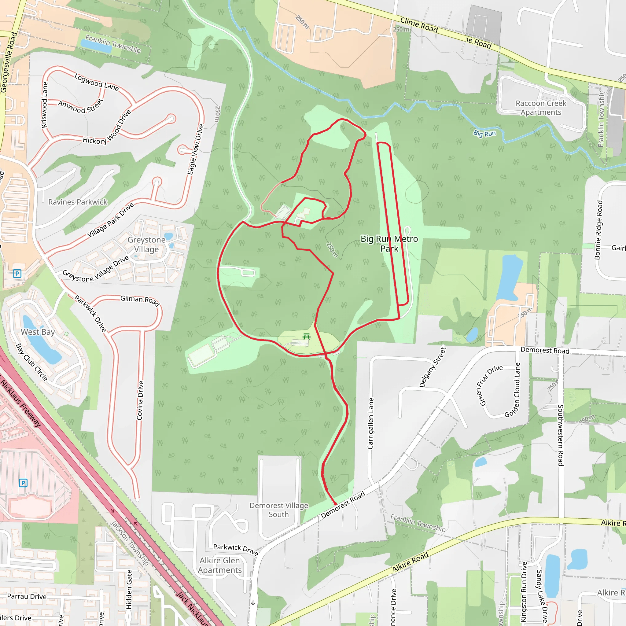 Big Run Metro Park Loop mobile static map