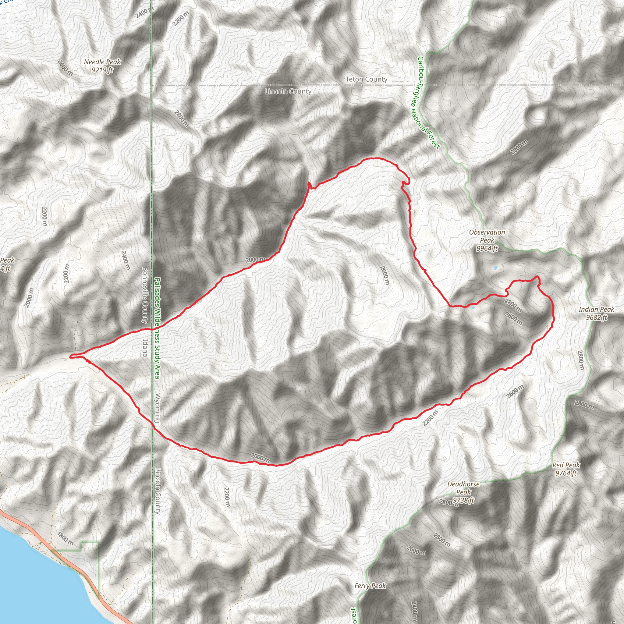 North Fork Indian Creek and South Fork Indian Creek Loop mobile static map