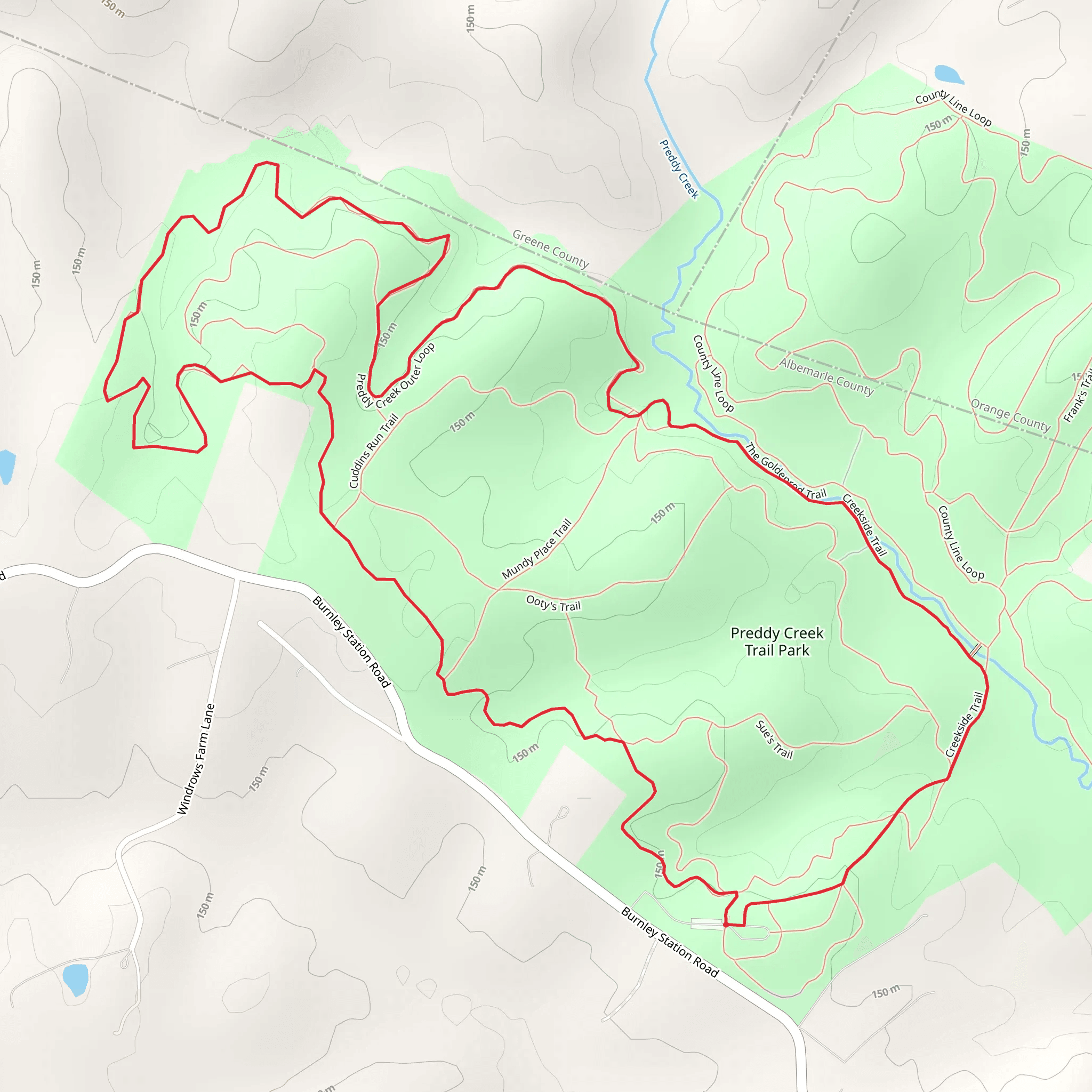 Creekside and Preddy Creek Outer Loop Trail mobile static map