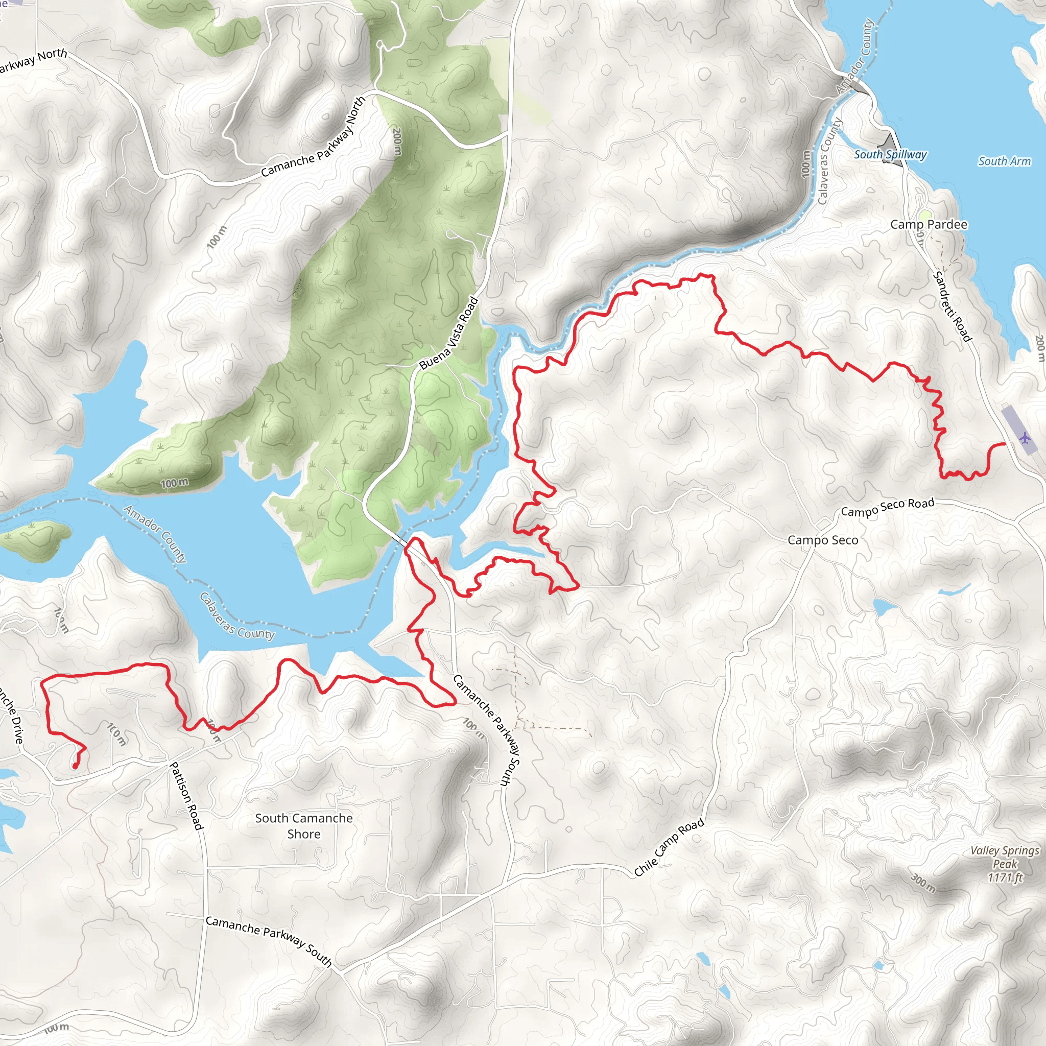 Mokelumne Coast to Crest Trail - South Camanche Shore mobile static map