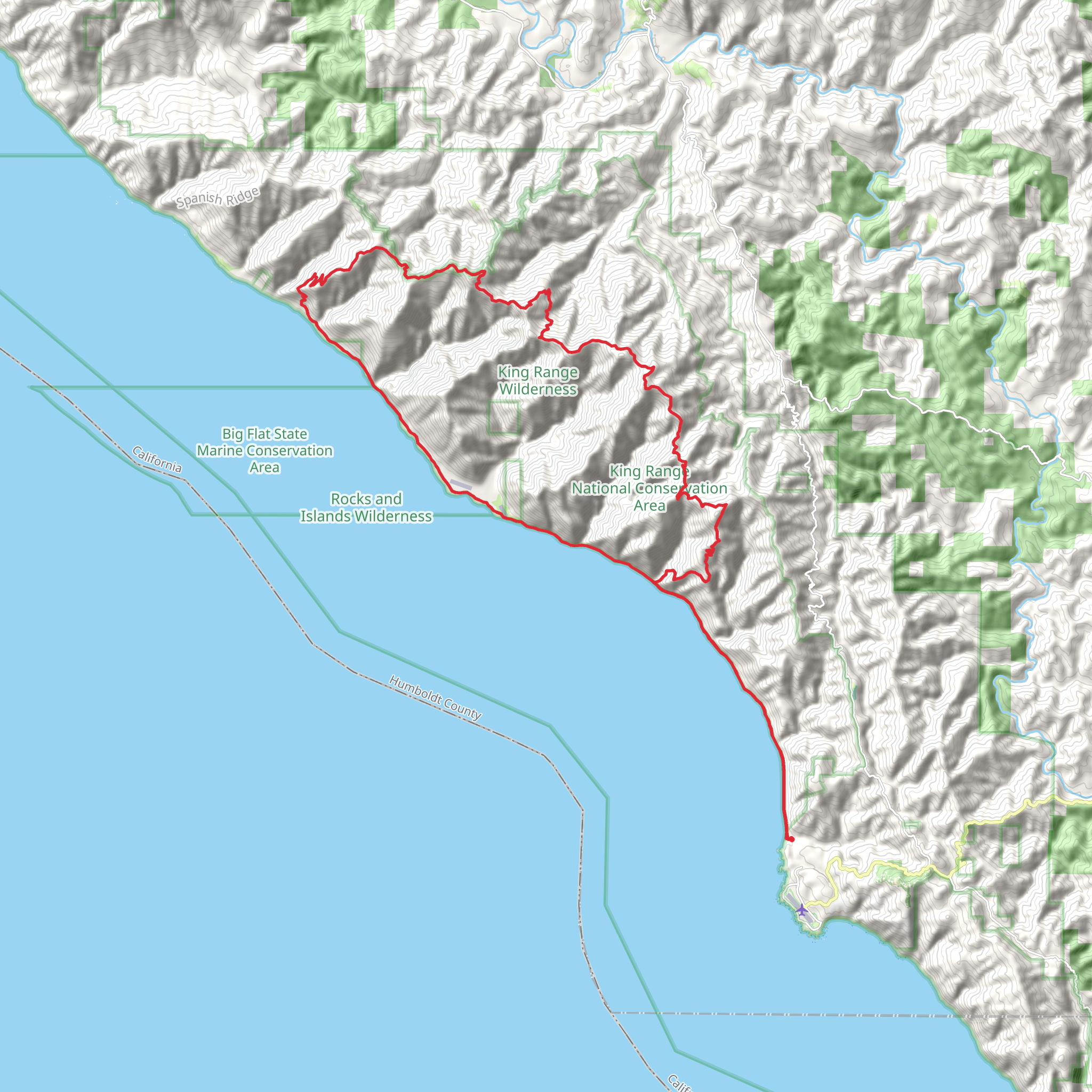 King Peak via King Crest Trail and Lost Coast Trail mobile static map