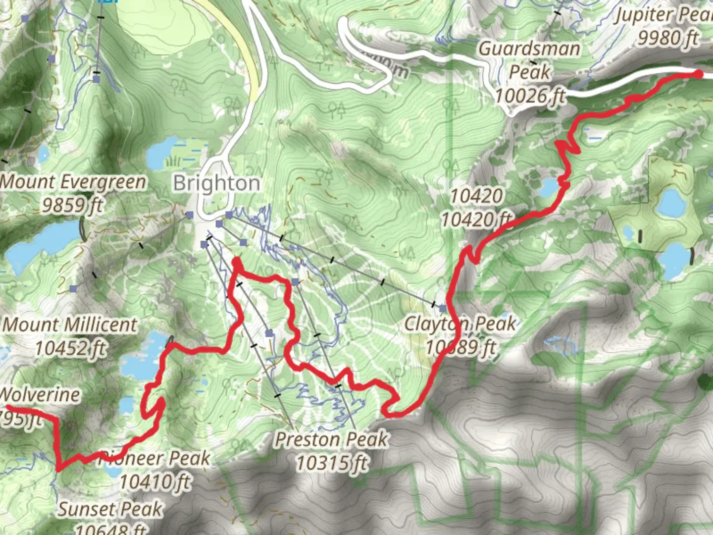 An image depicting the trail Mount Tuscarora and Mount Wolverine via Catherines Pass Trail and its surrounding area.