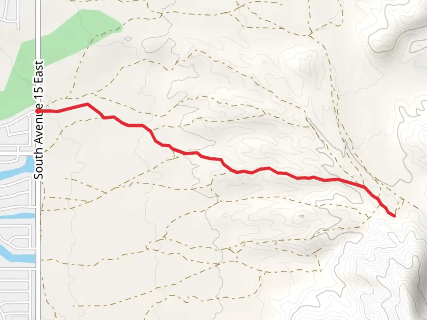 An image depicting the trail South Avenue 15 East and its surrounding area.