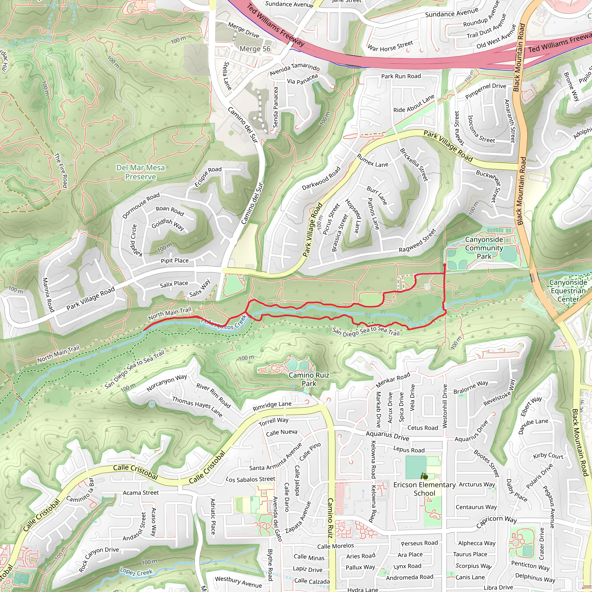 Peñasquitos Creek Loop from Canyonside Community Park mobile static map