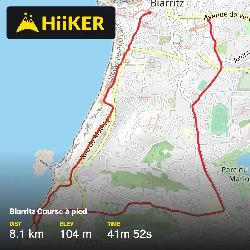 A map preview of the recording Biarritz Course à pied.