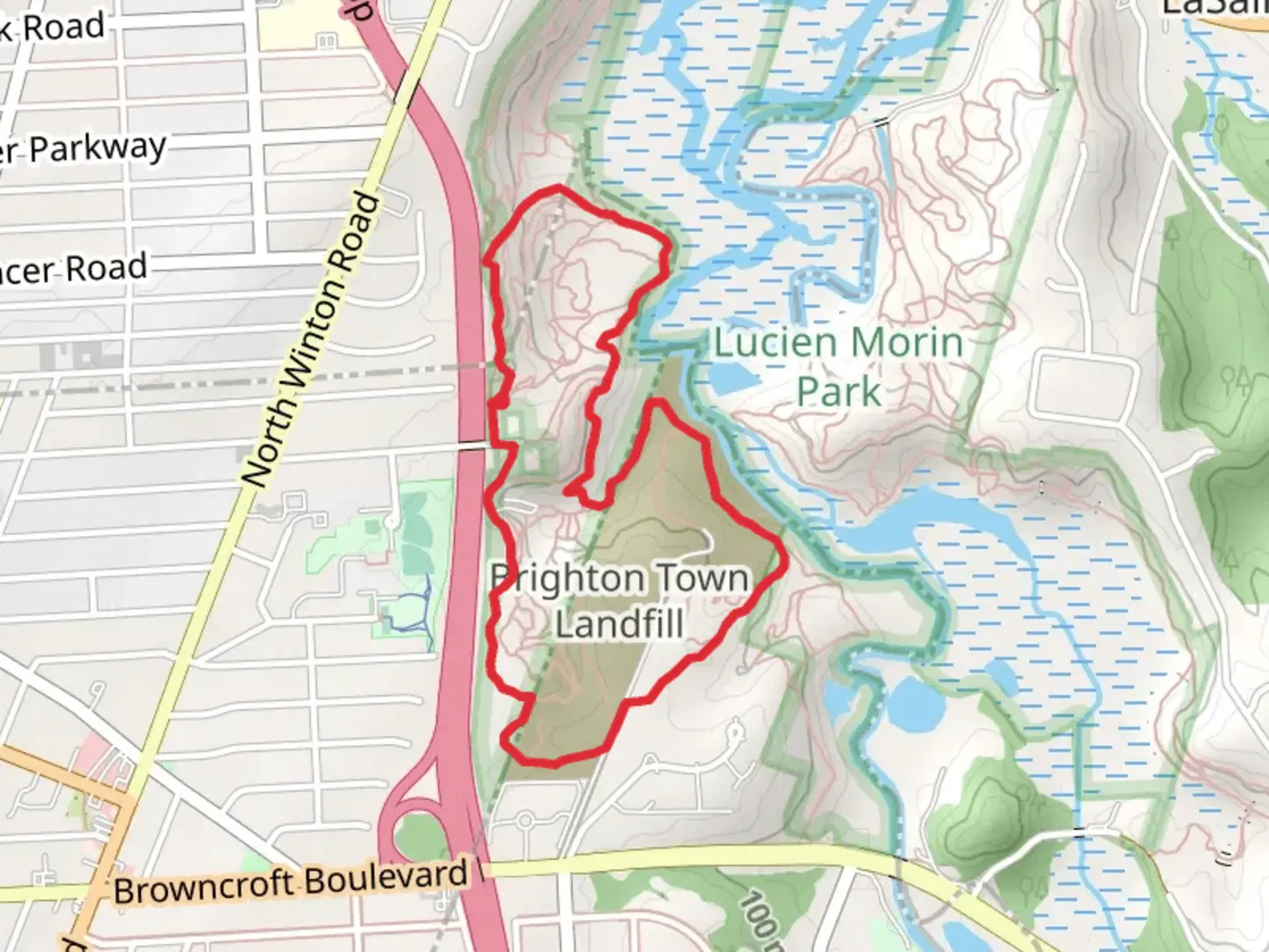 An image depicting the trail Irondequoit Creek Loop and its surrounding area.