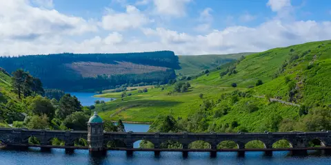 An image depicting the trail Elan Valley Reservoir from Powys and its surrounding area.
