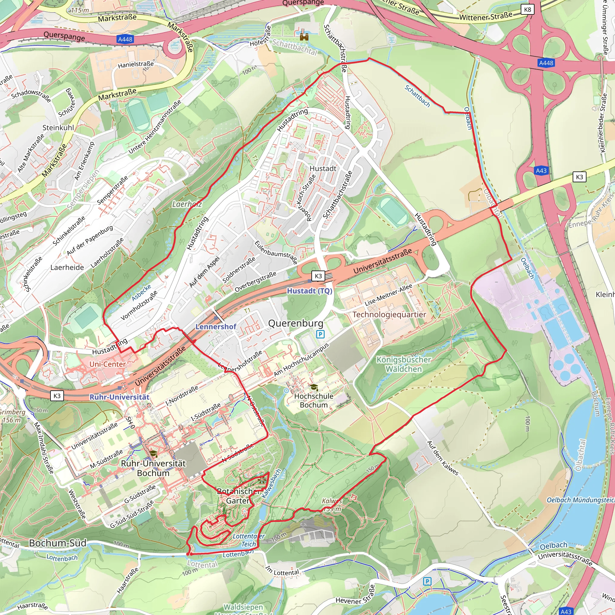 Lottentaler Teich via O rund um Querenburg mobile static map