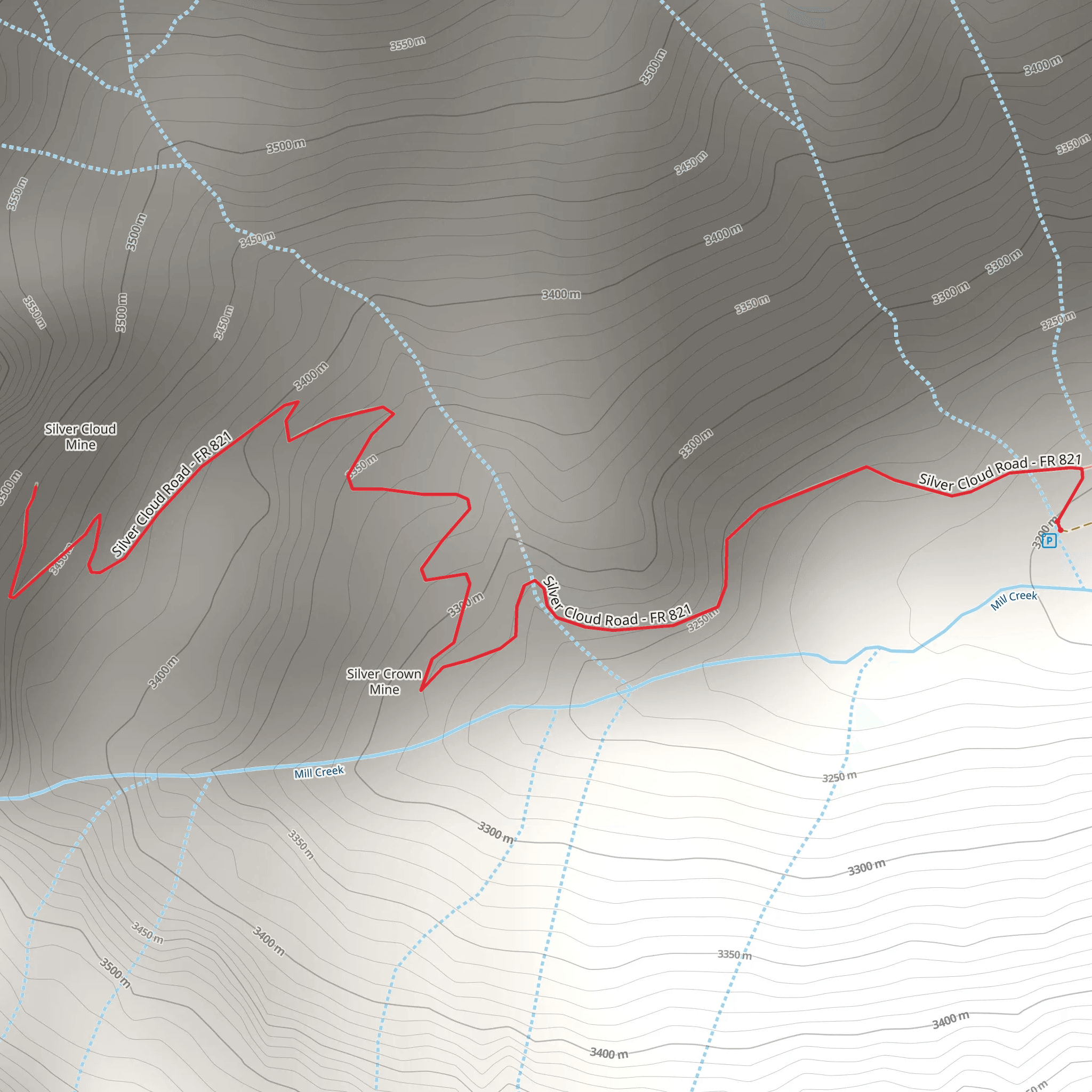 Forest Road 821 Silver Cloud mobile static map