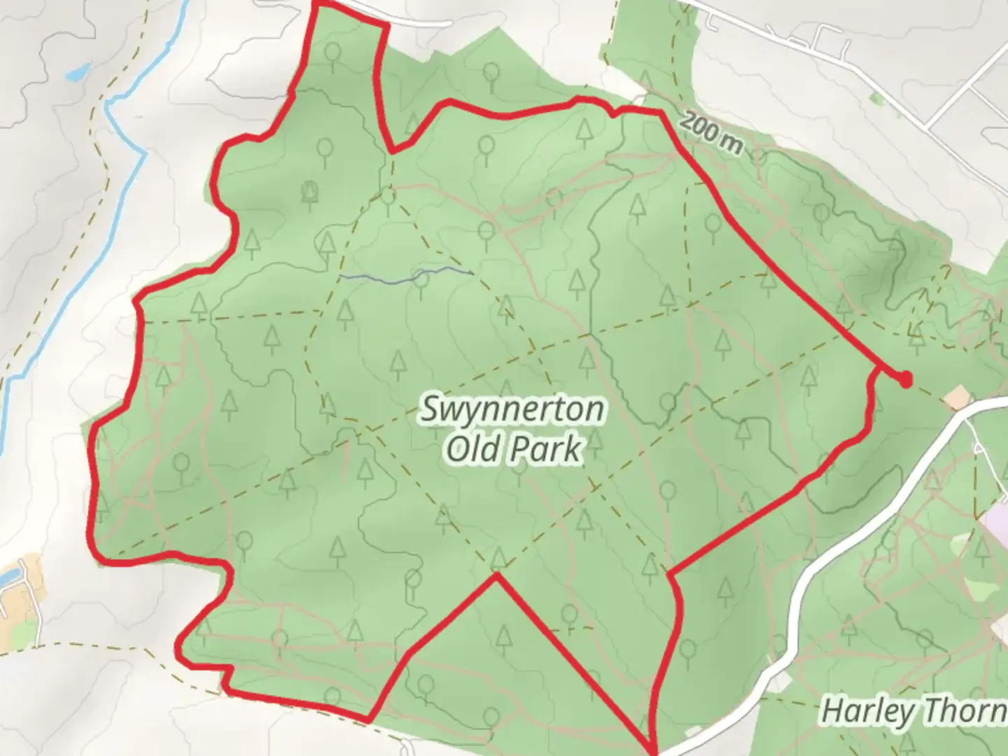 An image depicting the trail Swynnerton Old Park Long Loop and its surrounding area.