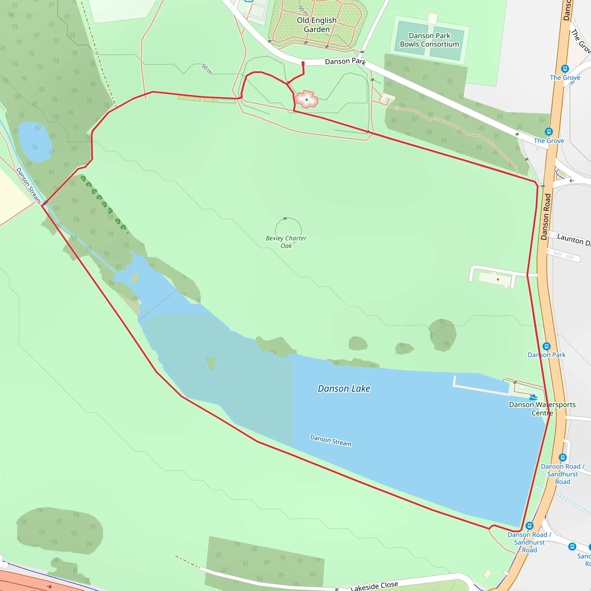 Danson Park Loop mobile static map