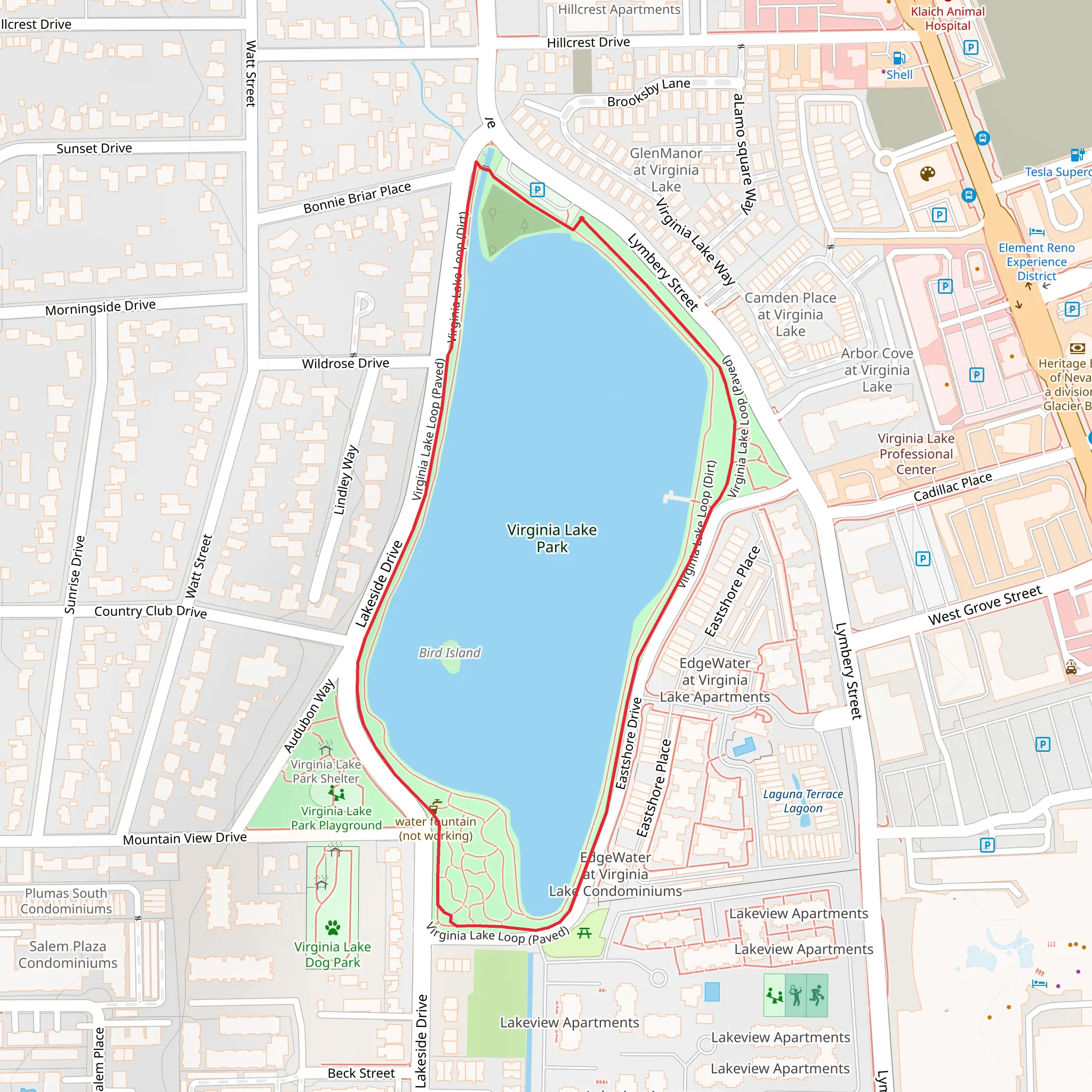 Virginia Lake Loop mobile static map