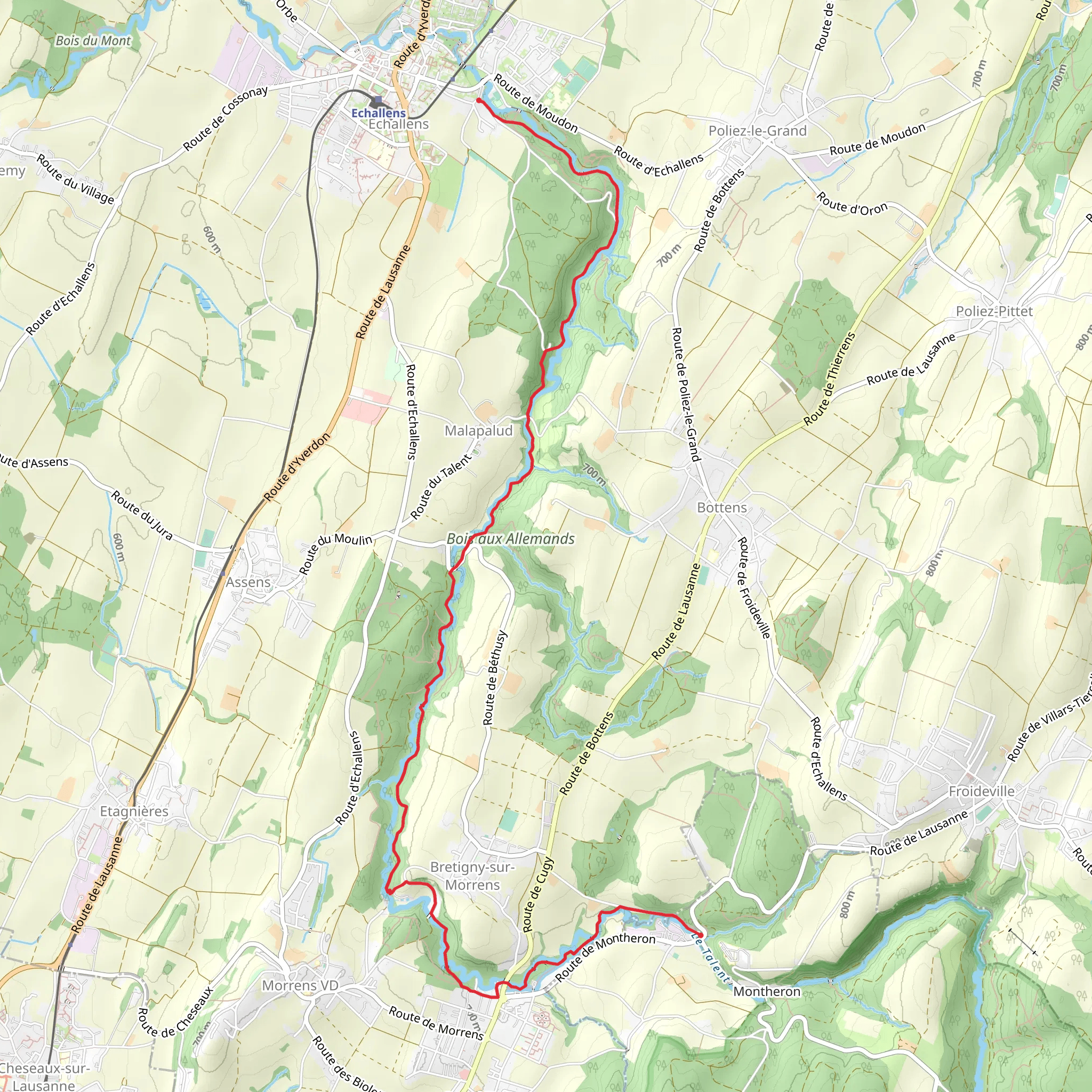 Echallens - Montheron Trail mobile static map