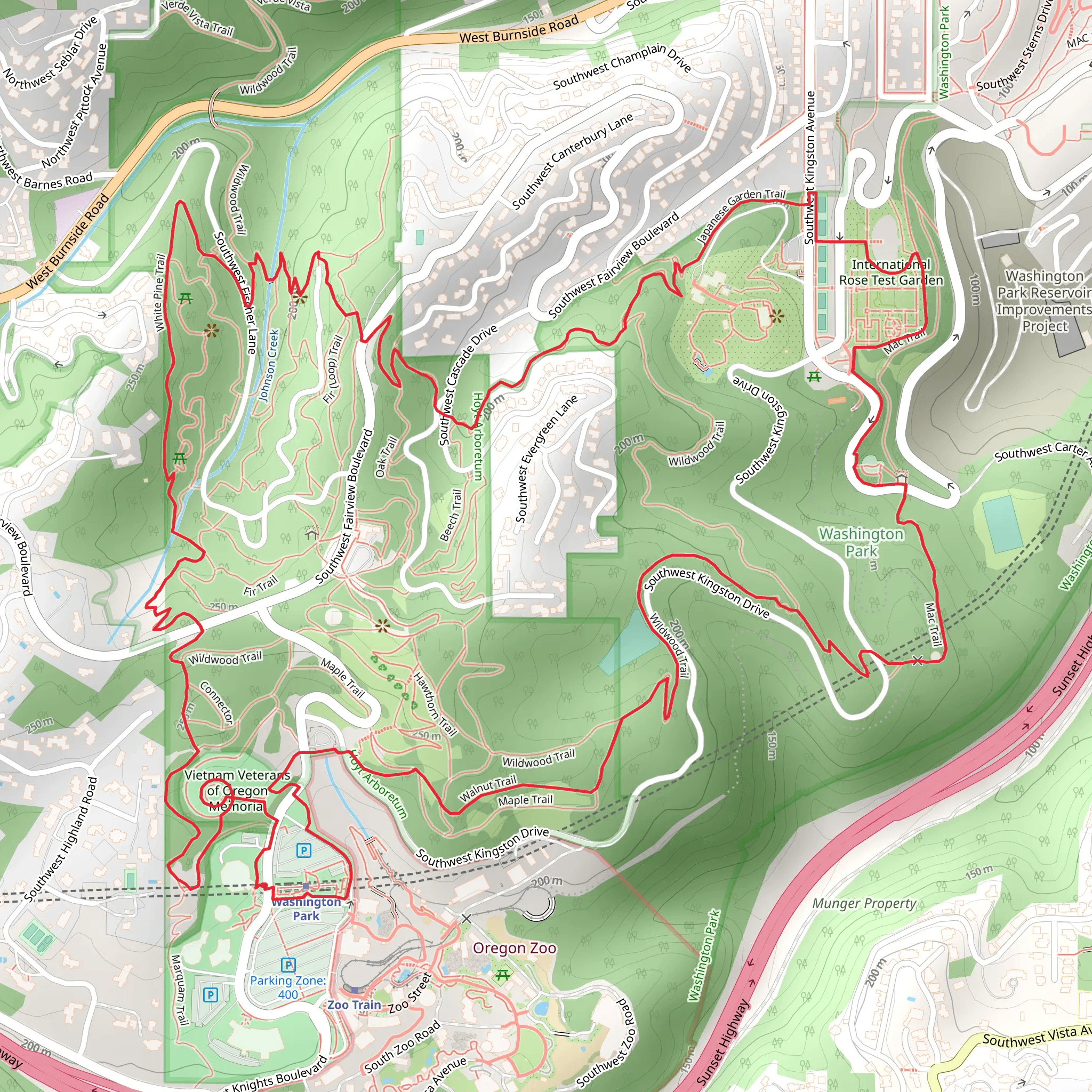 Marquam Trail and Wildwood Loop Trail mobile static map