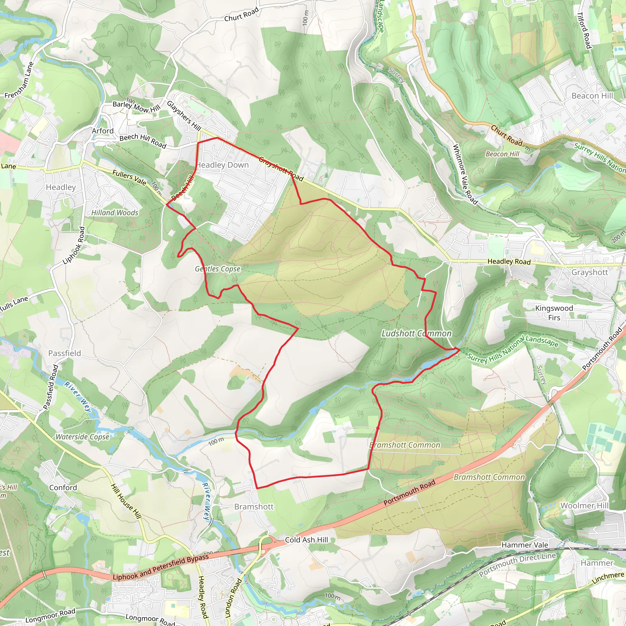 Ludshott Common and Headley Down Loop mobile static map