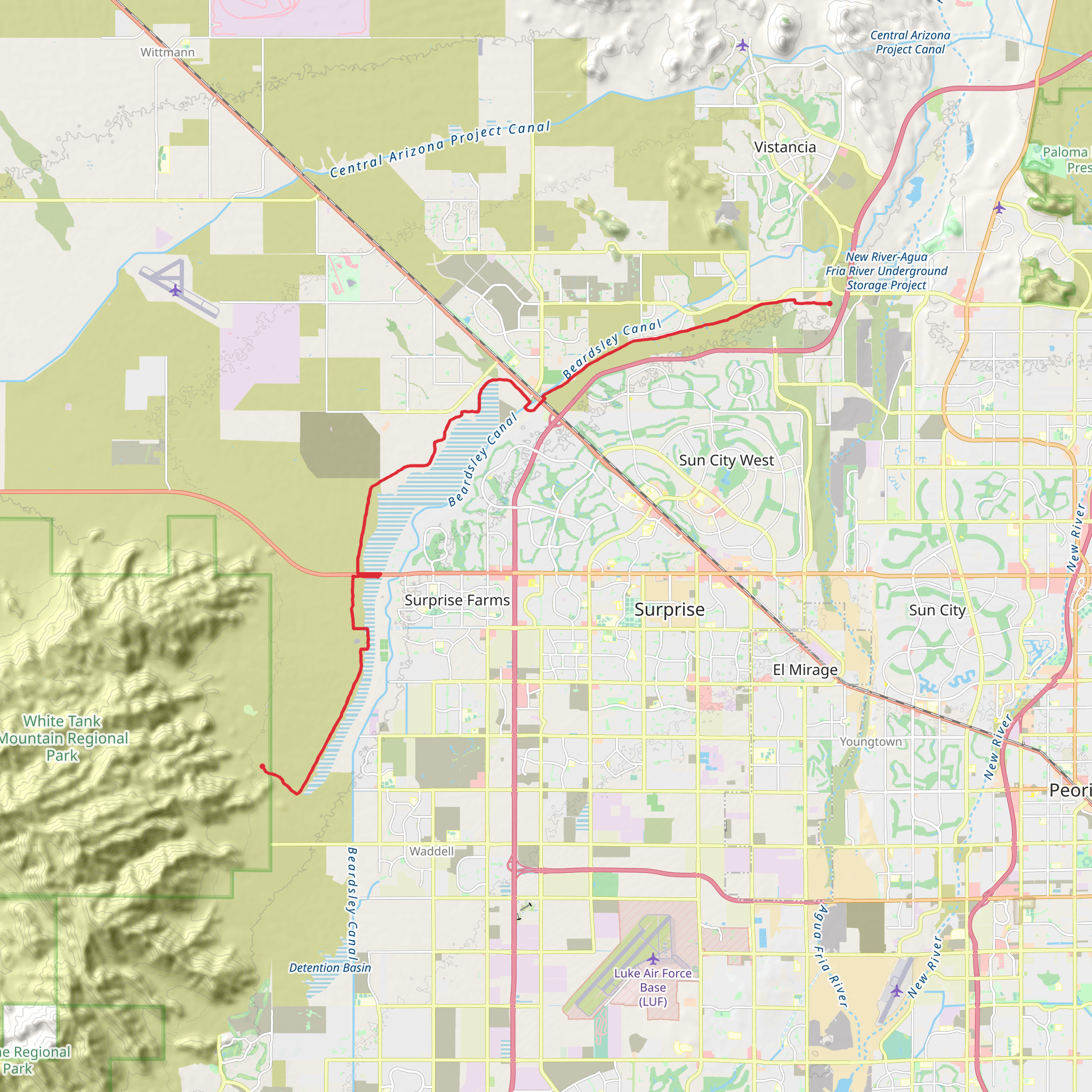 Trilby Wash via Maricopa Trail mobile static map