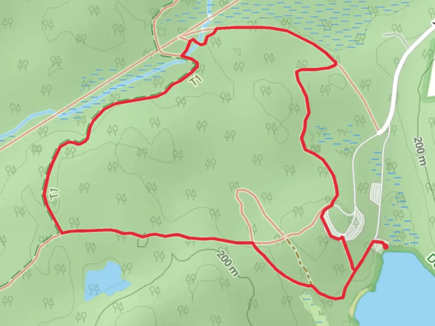 An image depicting the trail Wallum Lake Park Loop and its surrounding area.