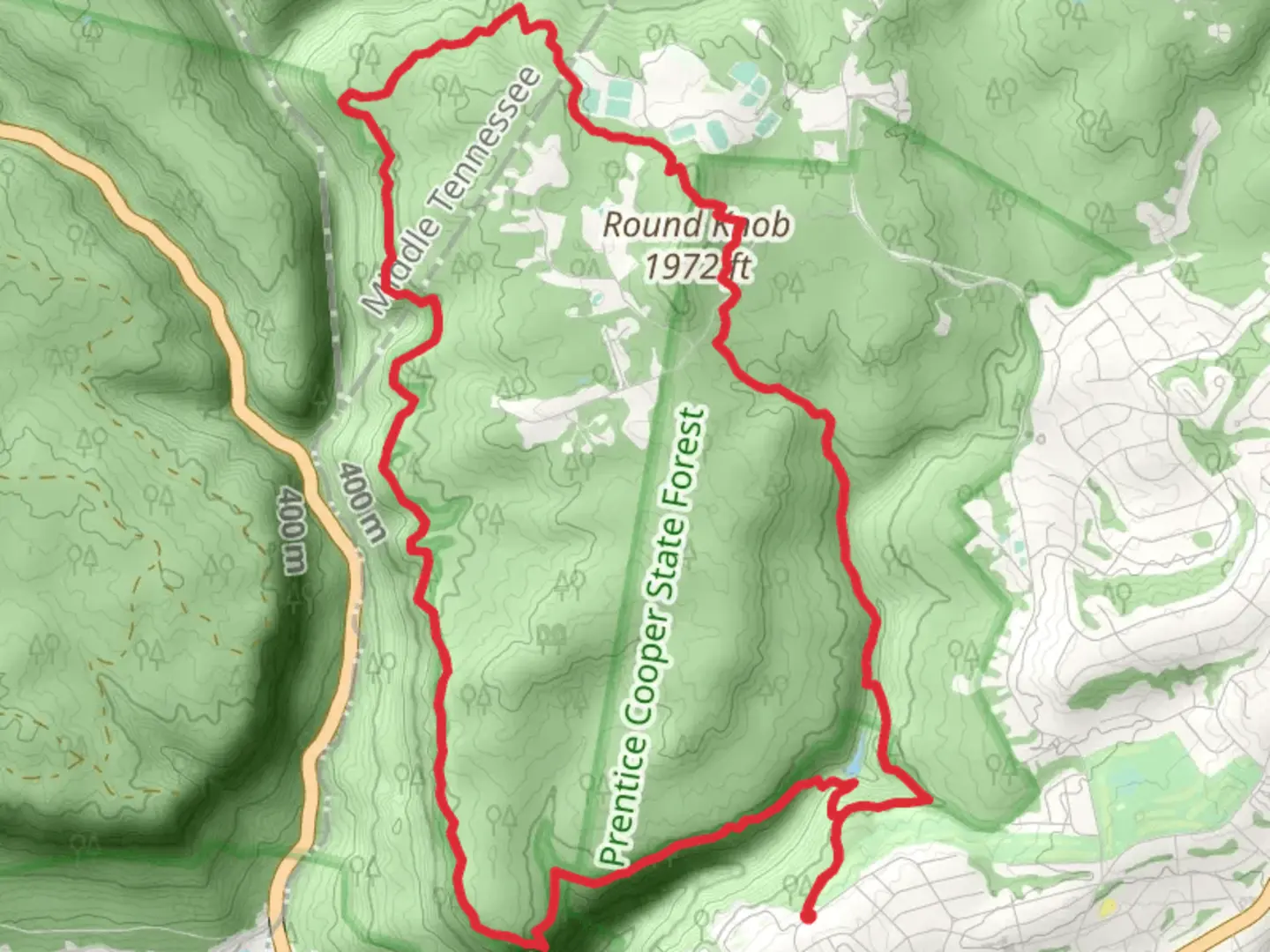 An image depicting the trail Signal Point, Orange and Bee Branch Loop Trail and its surrounding area.