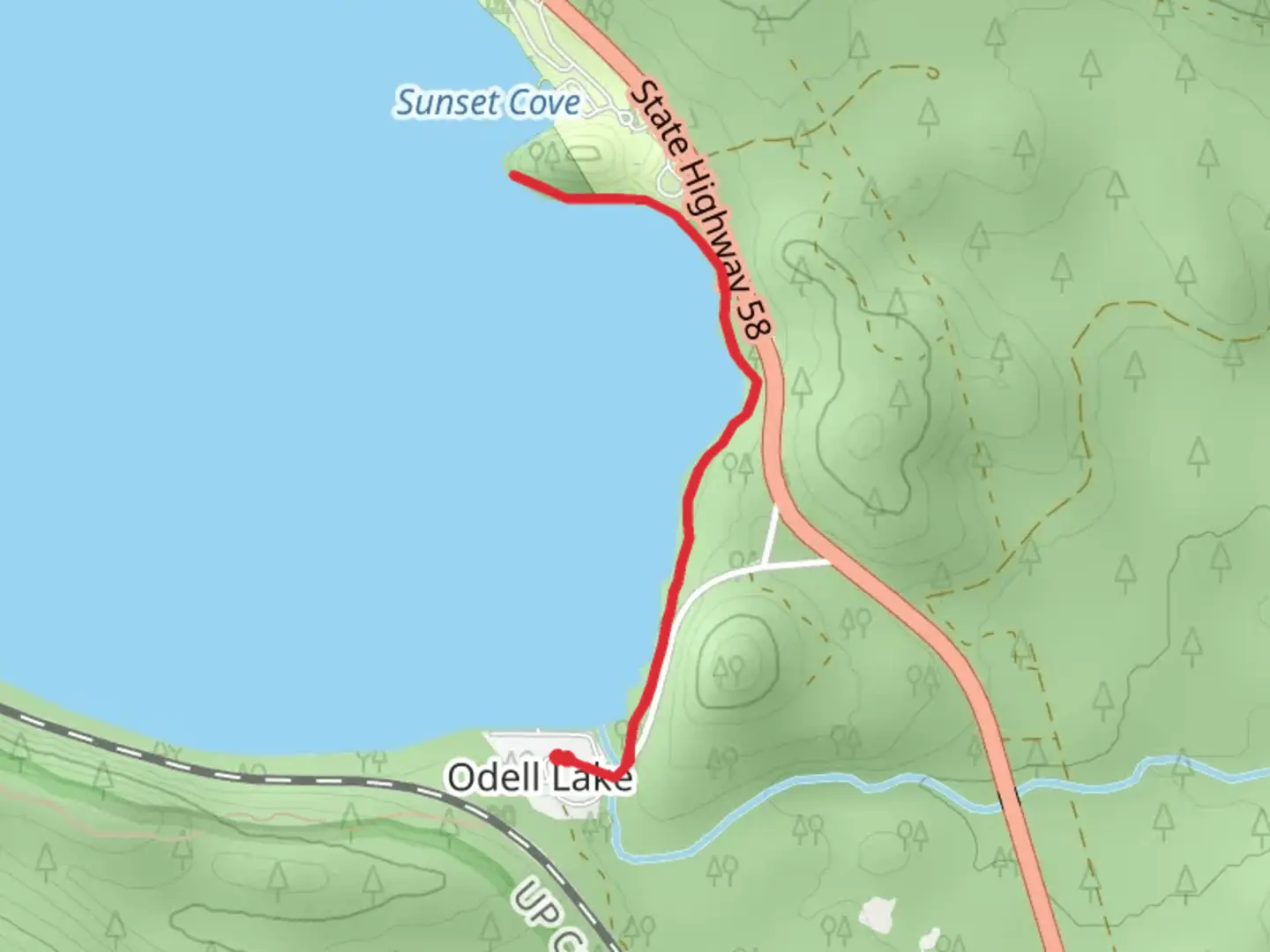 An image depicting the trail Chinquapin Point - Odell Lake and its surrounding area.