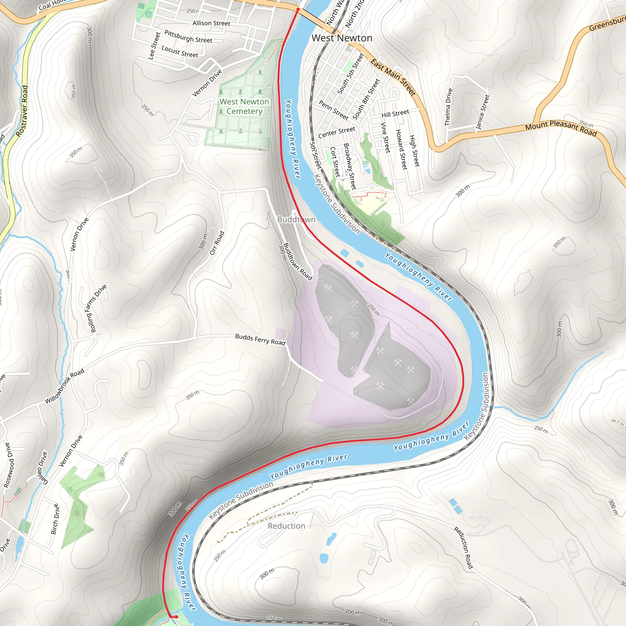 West Newton to Cedar Creek Trail mobile static map
