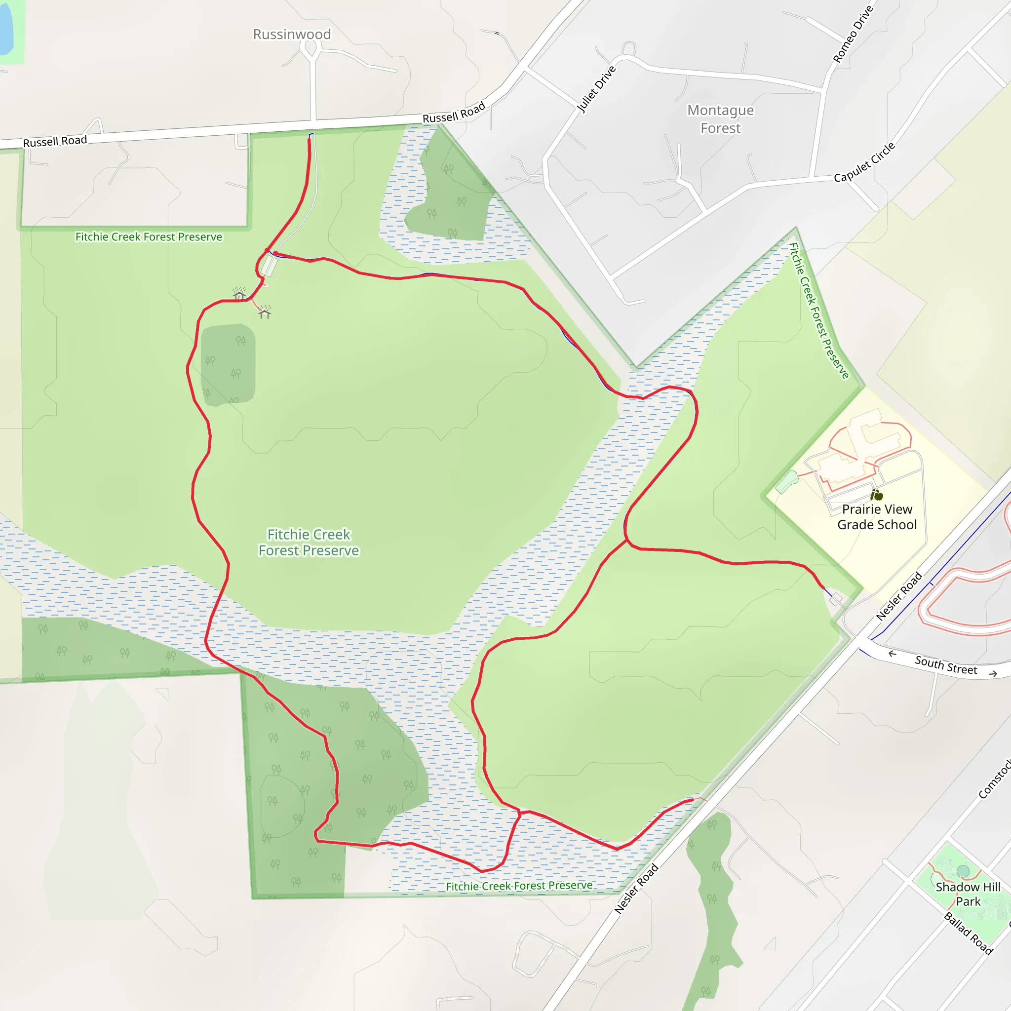 Fitchie Creek Forest Preserve Loop mobile static map