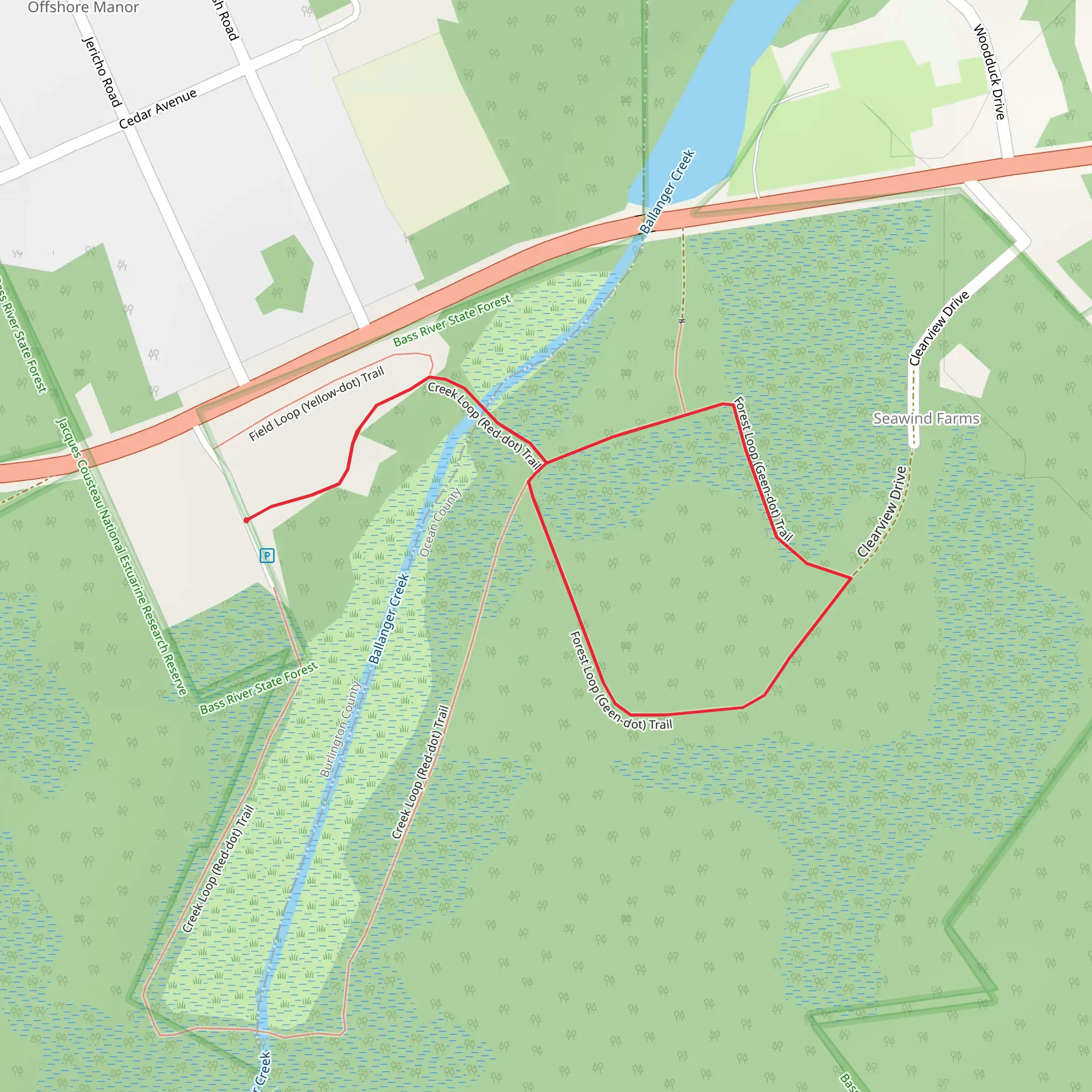 Red-Dot and Green-Dot Loop Trail mobile static map