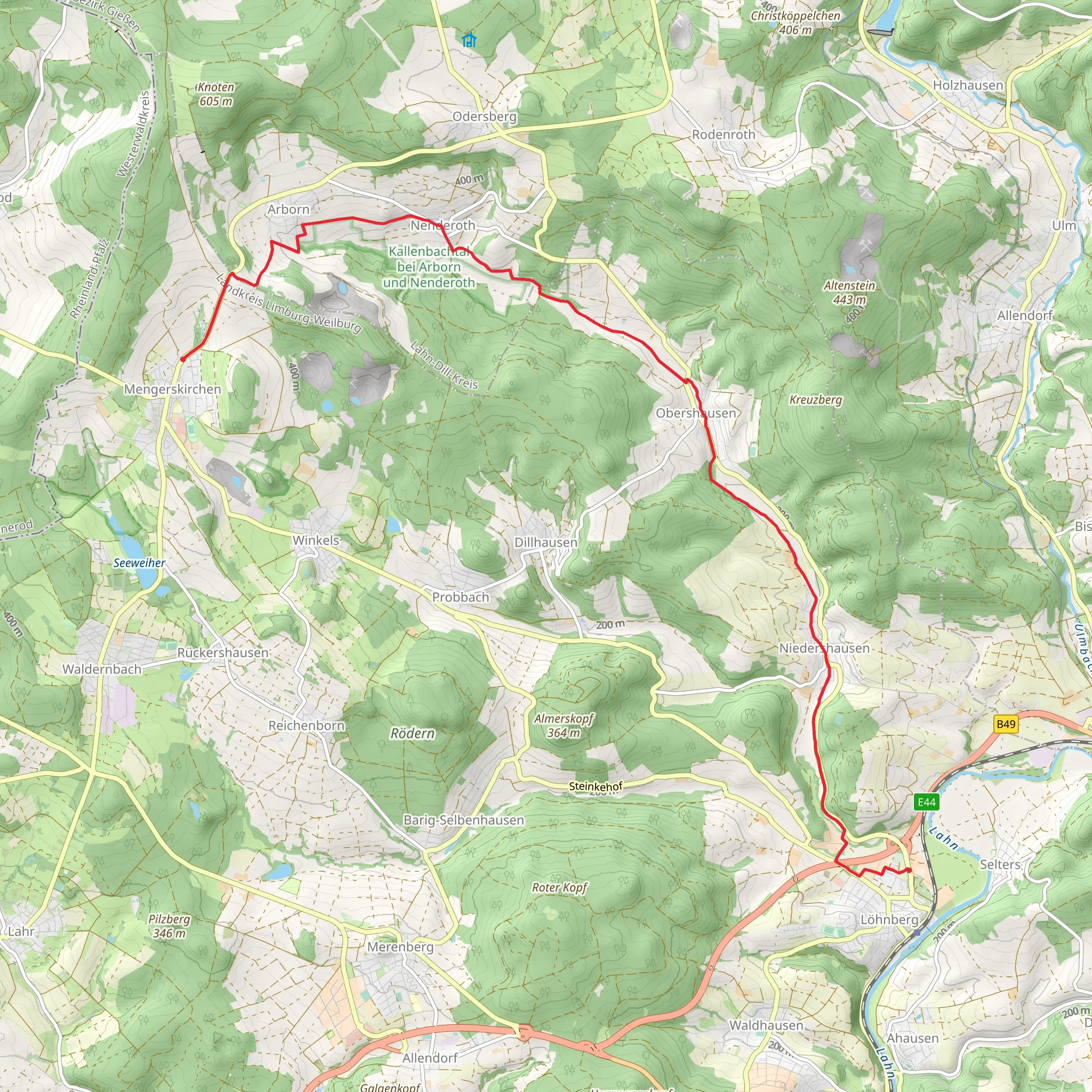Mengerskirchen to Lohnberg Walk mobile static map