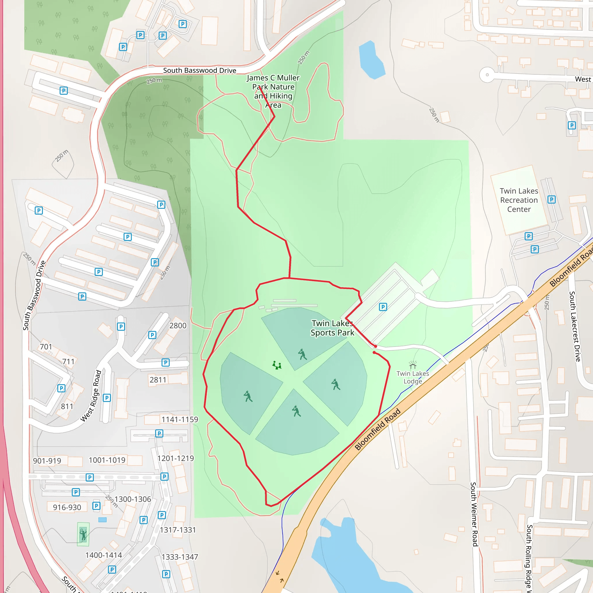 Twin Lakes Sports Park Loop mobile static map