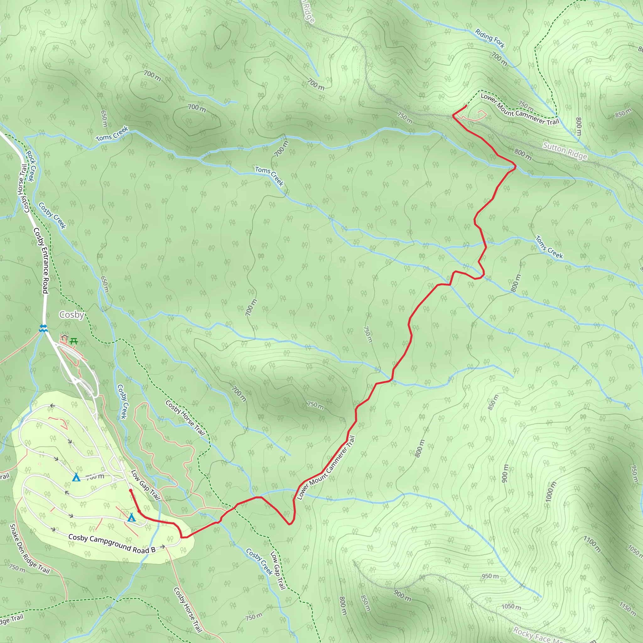 Lower Mount Cammerer Trail - Short mobile static map
