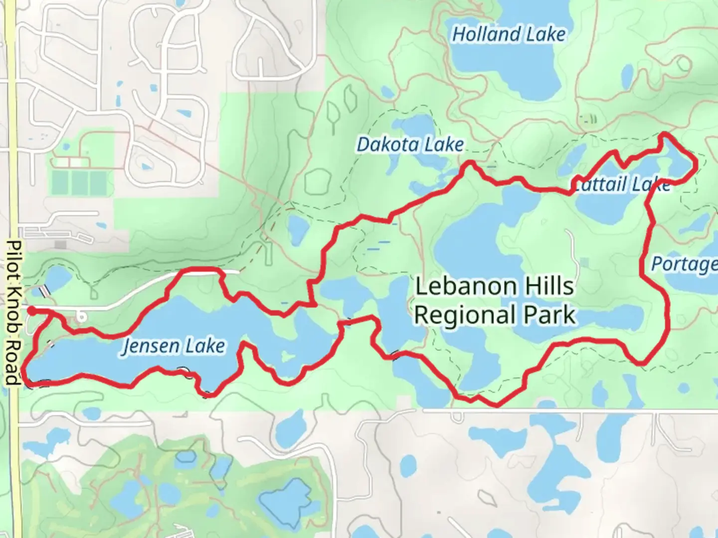 An image depicting the trail Jensen Lake and O'Brien Lake Loop and its surrounding area.