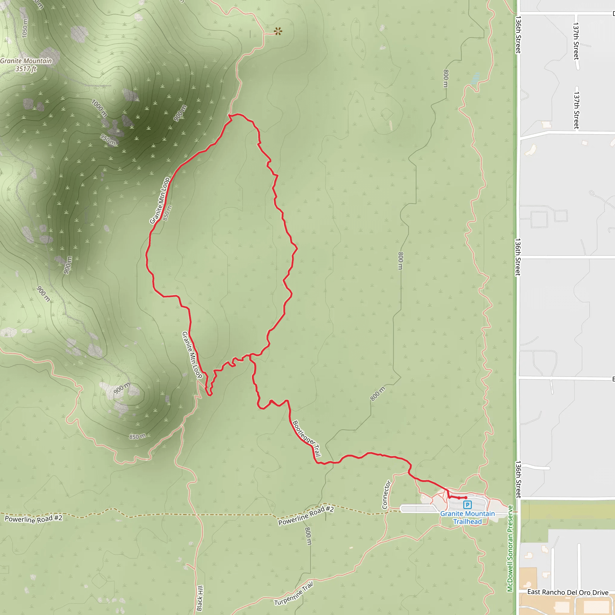 Maricopa and Bootlegger Loop Trail mobile static map