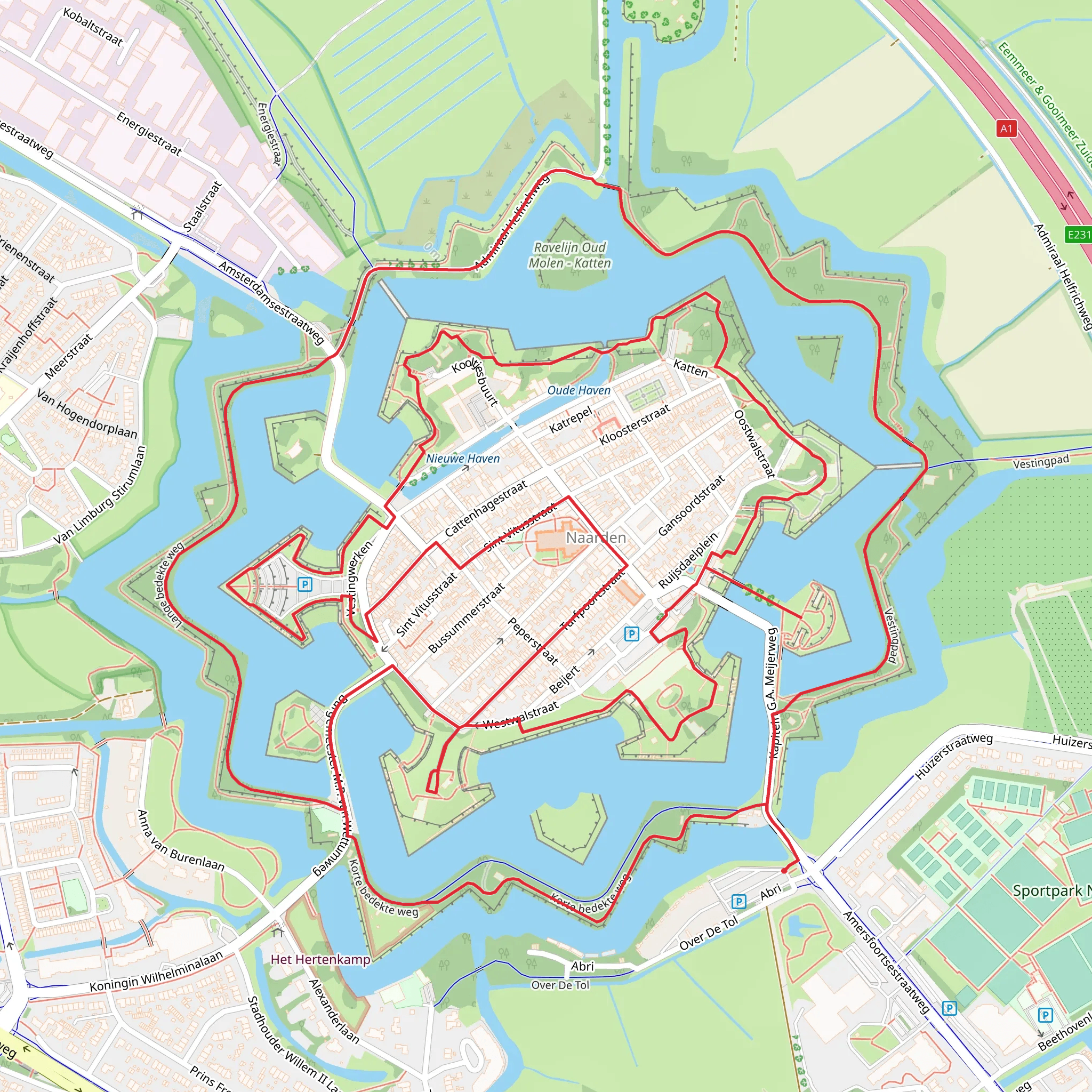 Vesting museum via Lange Bedekte Weg mobile static map