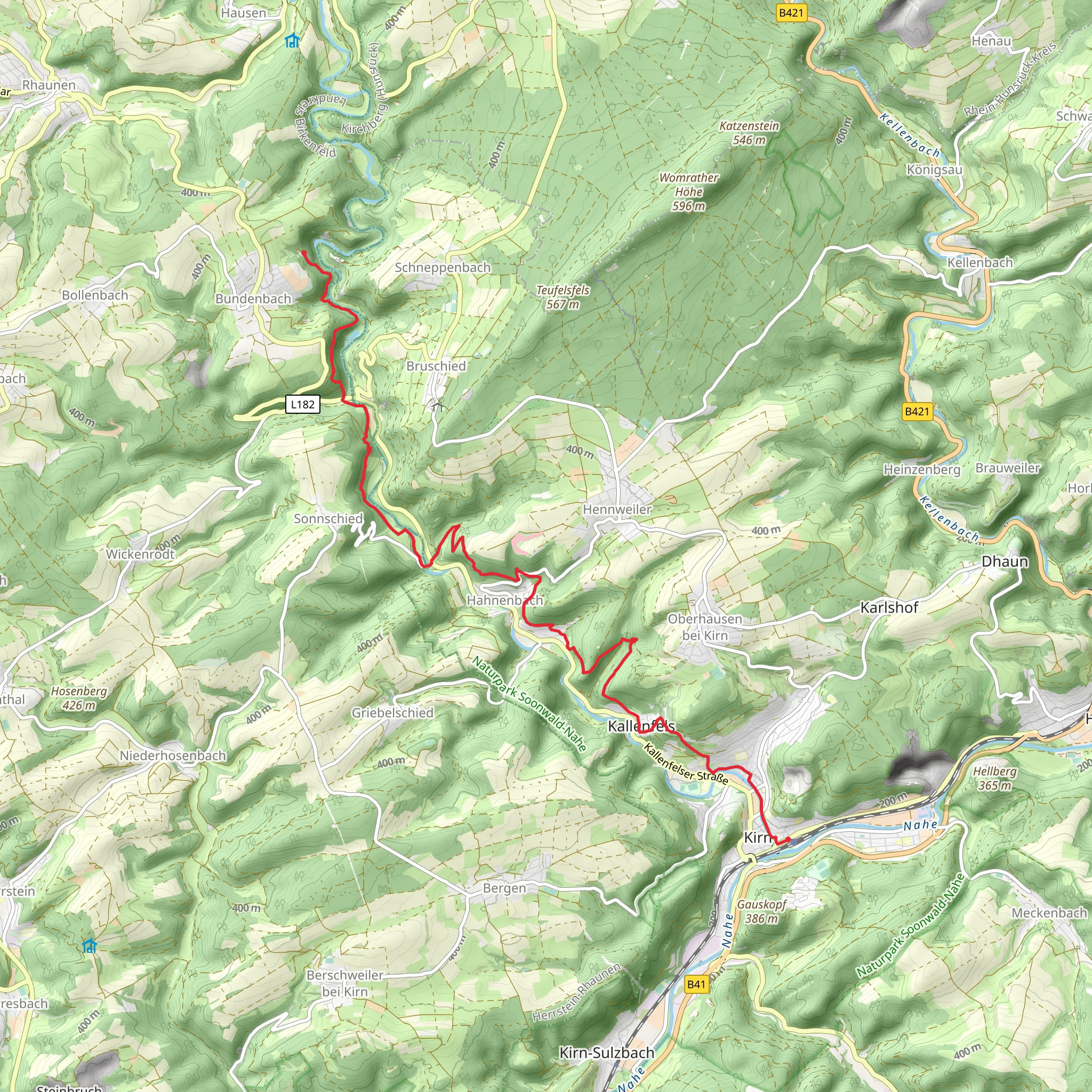 Kirn to Bundenbach Walk mobile static map
