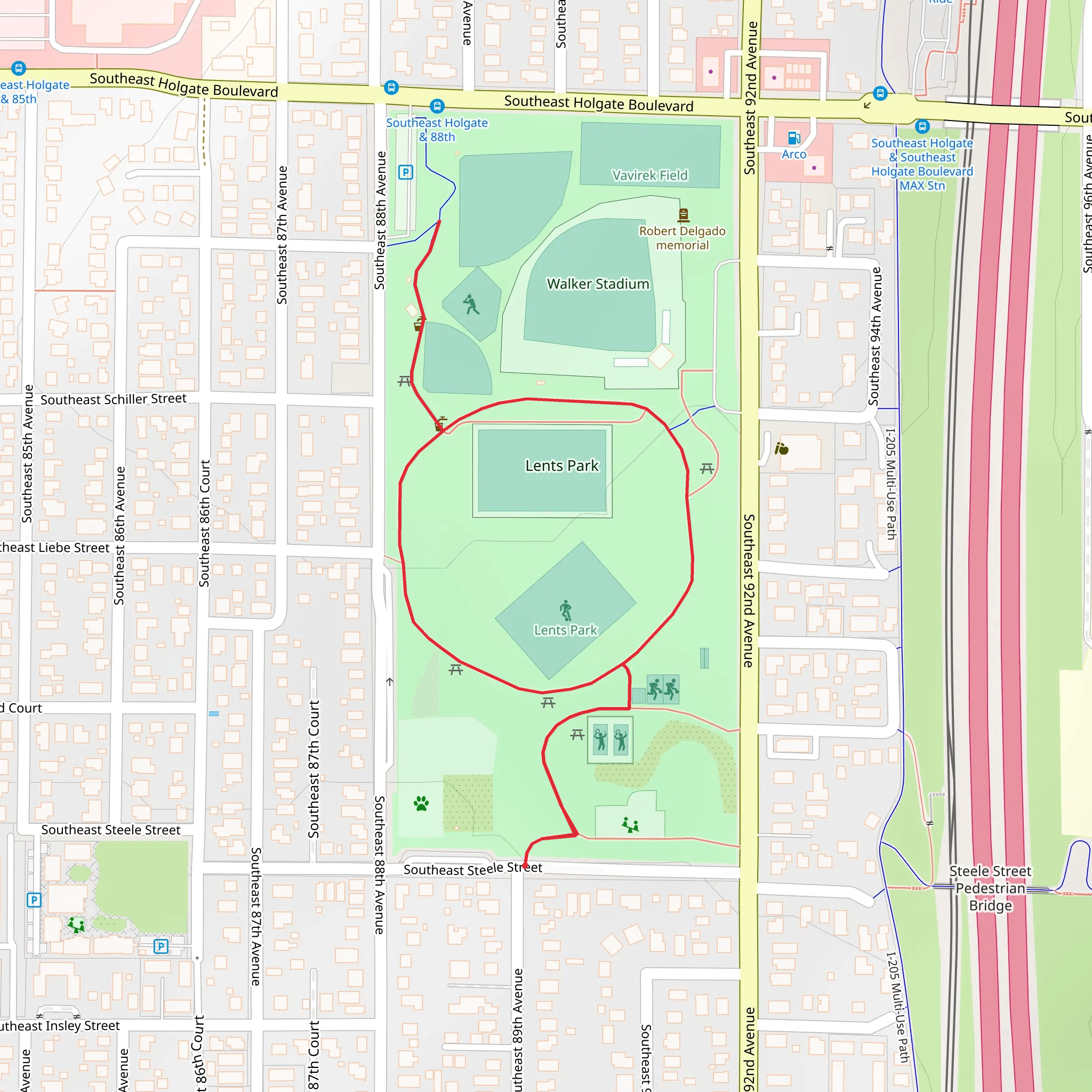 Lents Park Loop mobile static map