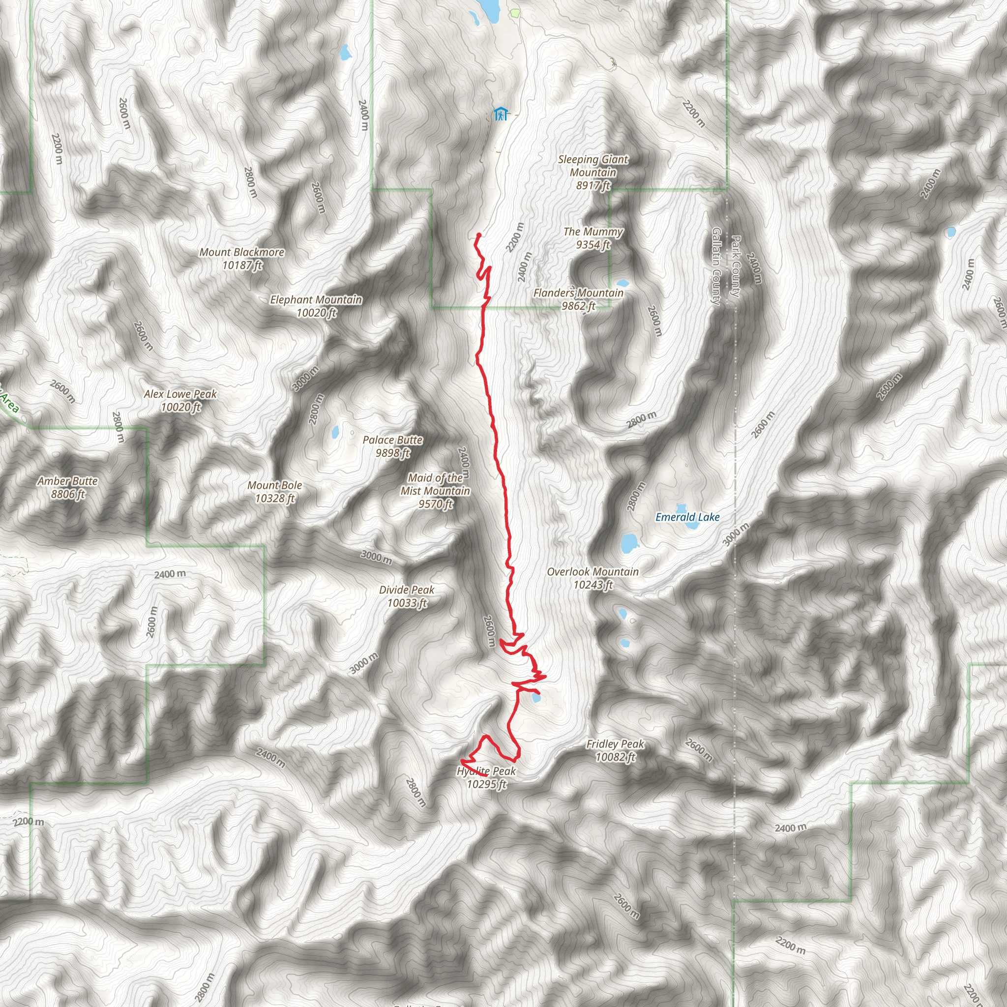 Hyalite Peak and Hyalite Lake via Grotto Falls Trail mobile static map