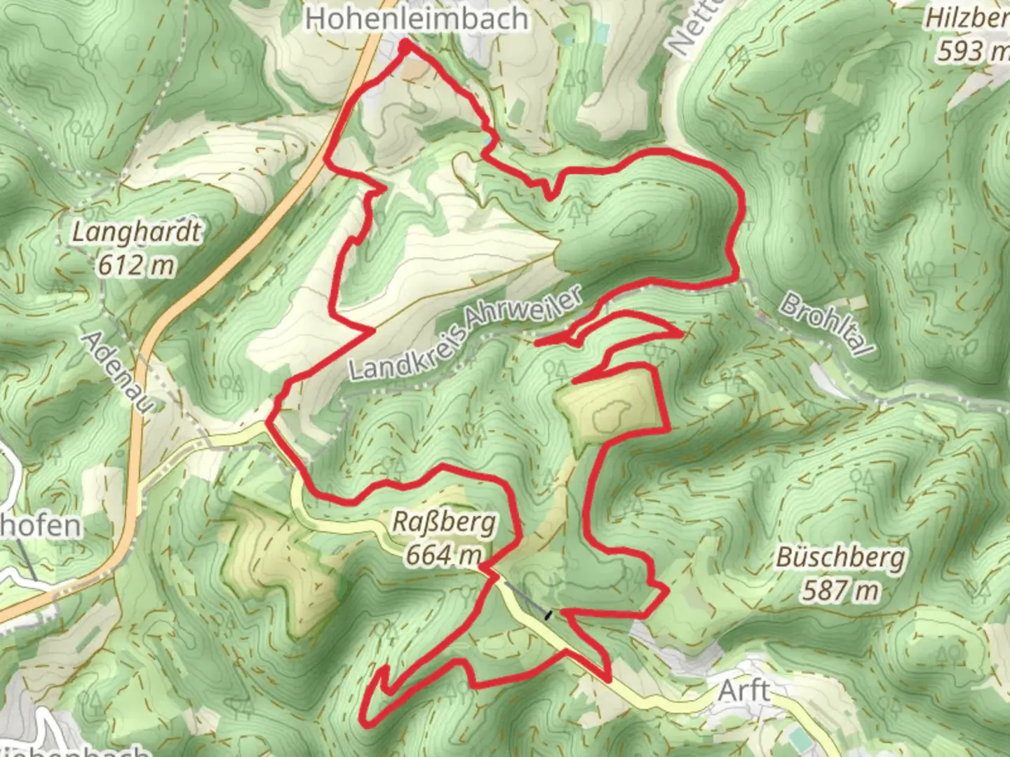 An image depicting the trail Wacholderheiden Rabberg und Heidbuchel Loop and its surrounding area.